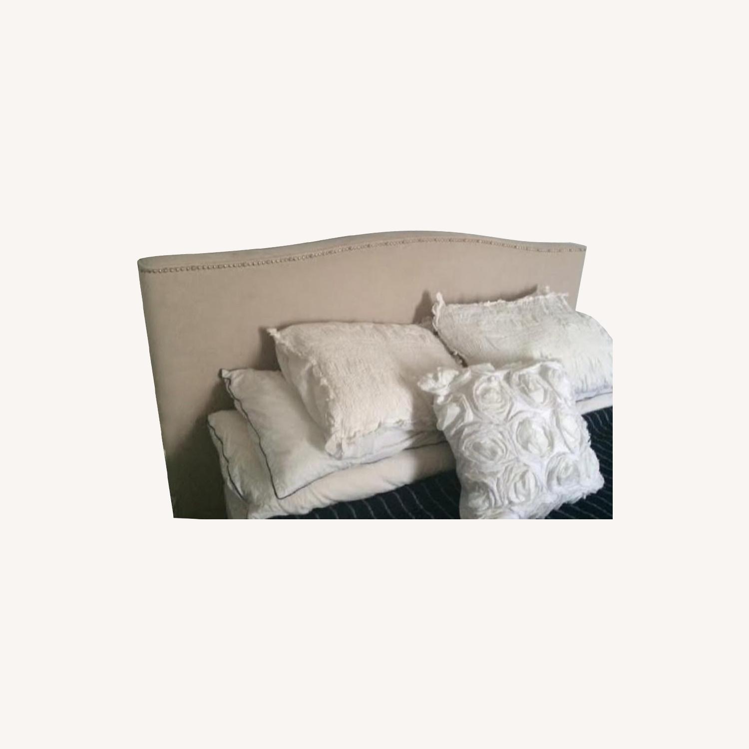 Z Gallerie Queen Upholstered Nail Head Trim Bed Frame - image-0