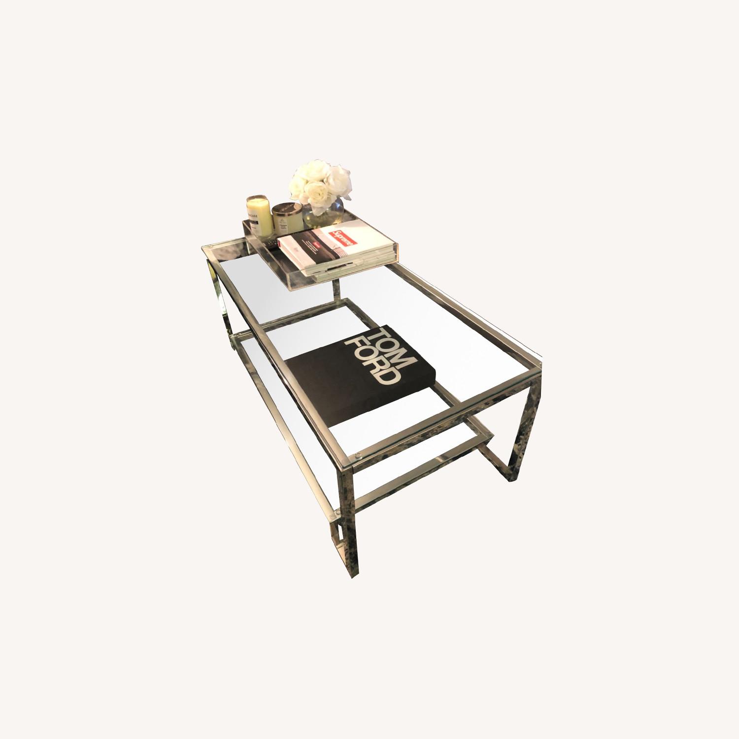 Glass / Chrome Moving Table AptDeco