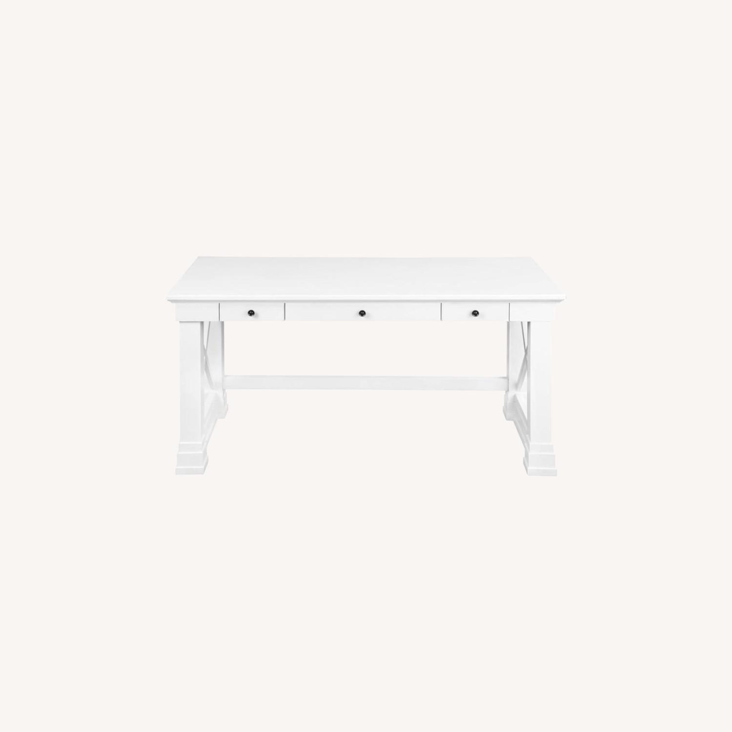 Writing Desk In Antique White Finish W/ Drawers AptDeco