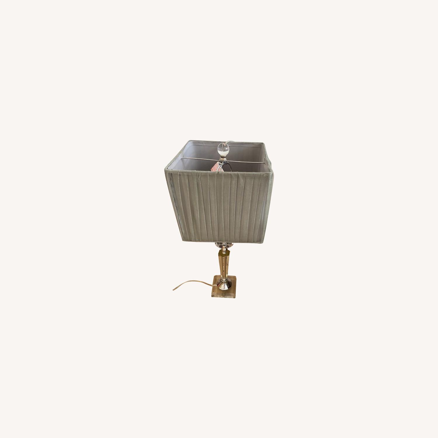 Clear Table Lamp with Grey Shade - image-0