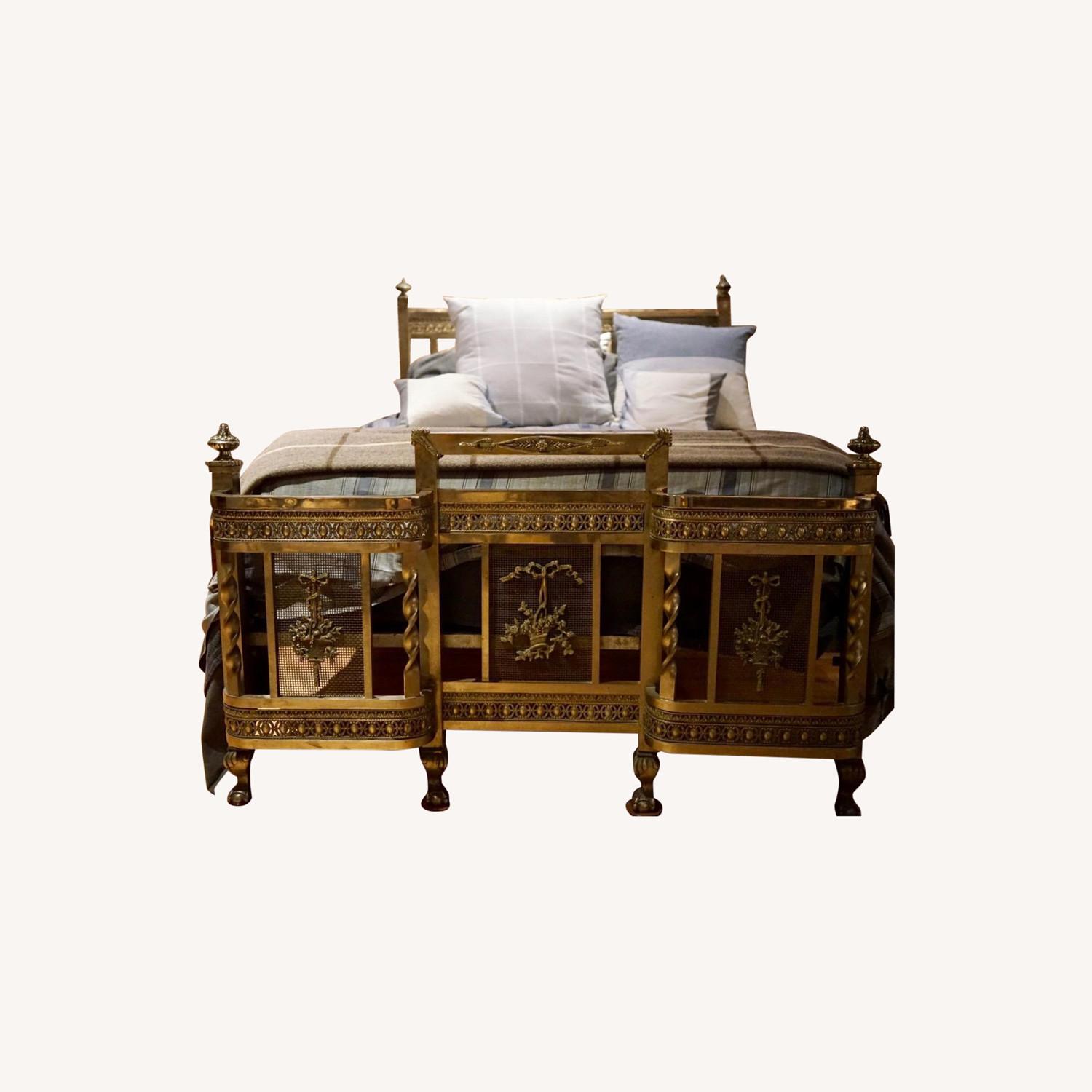 Antique Nickel-Plated French Art Deco Bed - image-0