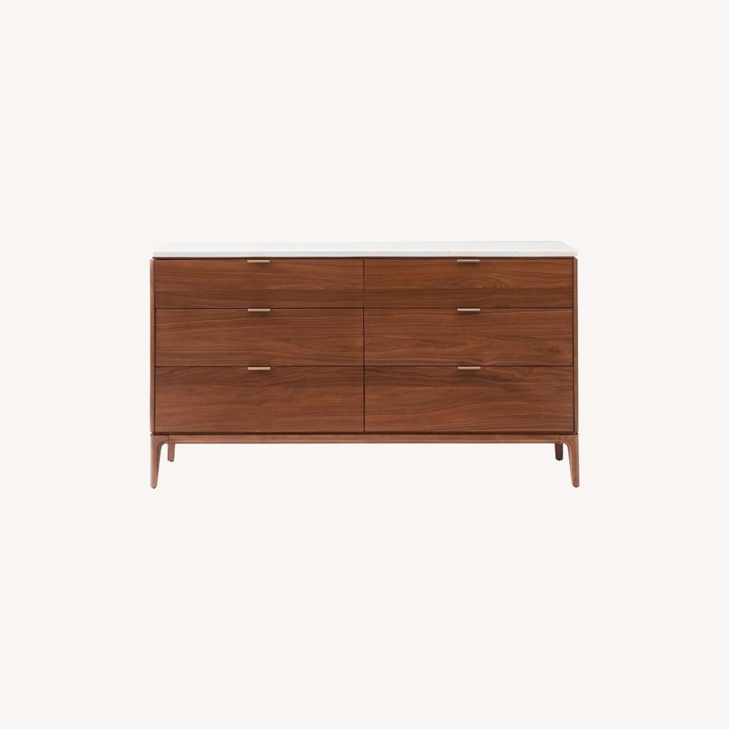 West Elm Parker Storage 6Dd Marble & Cool Walnut - image-0