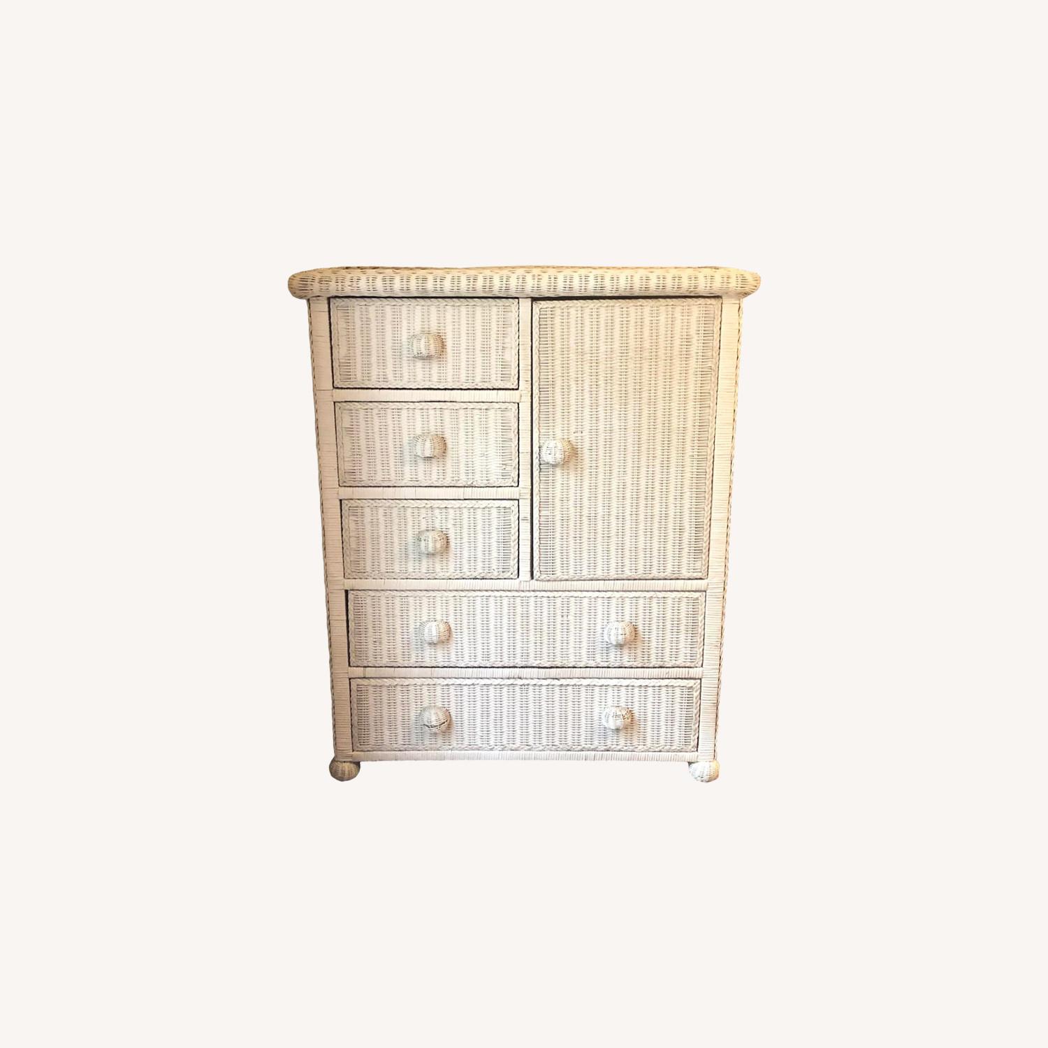Vintage White Wicker 5 Drawer Dresser AptDeco