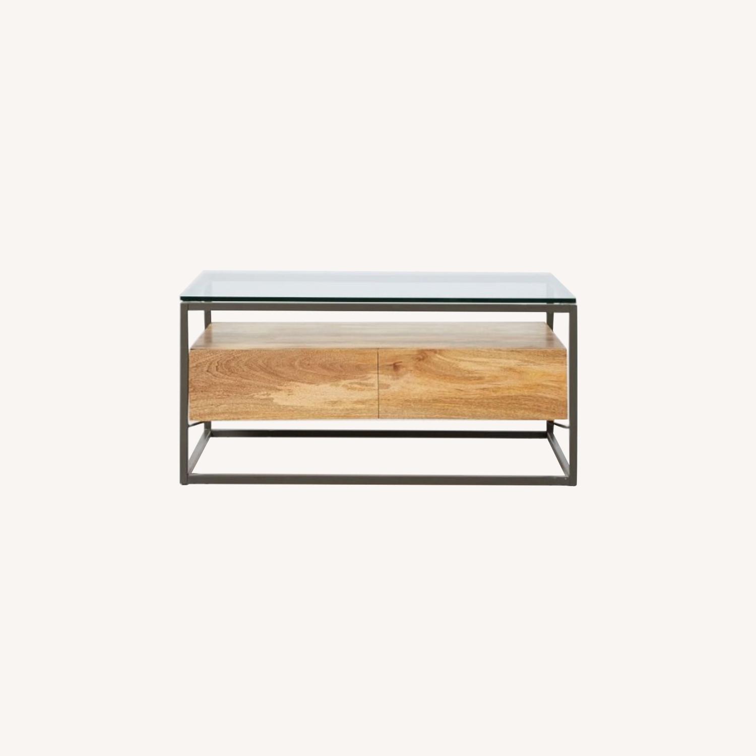 West Elm Box Frame Storage Coffee Table, Raw Mango, Large - image-0