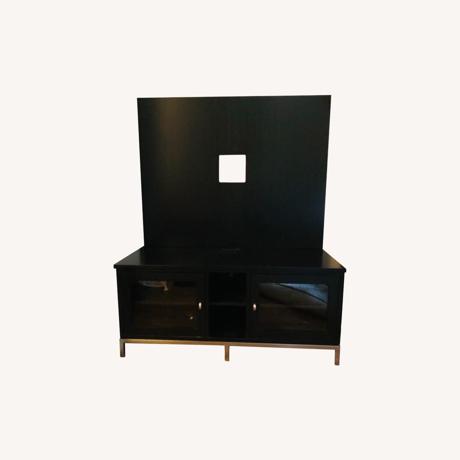 Ethan Allen Black Wood Entertainment Center AptDeco