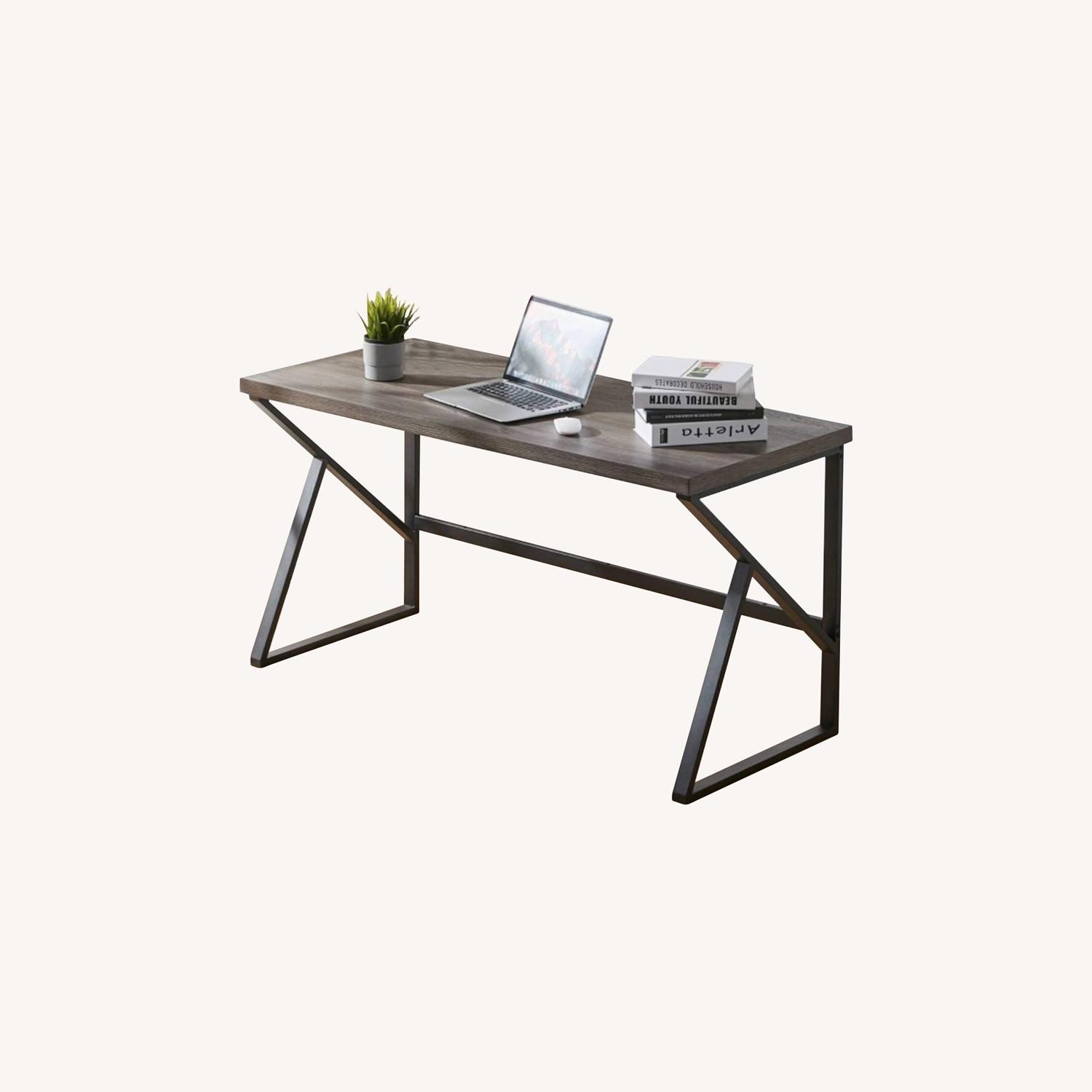 Grey Rustic Industrial Computer Office Desk Table AptDeco