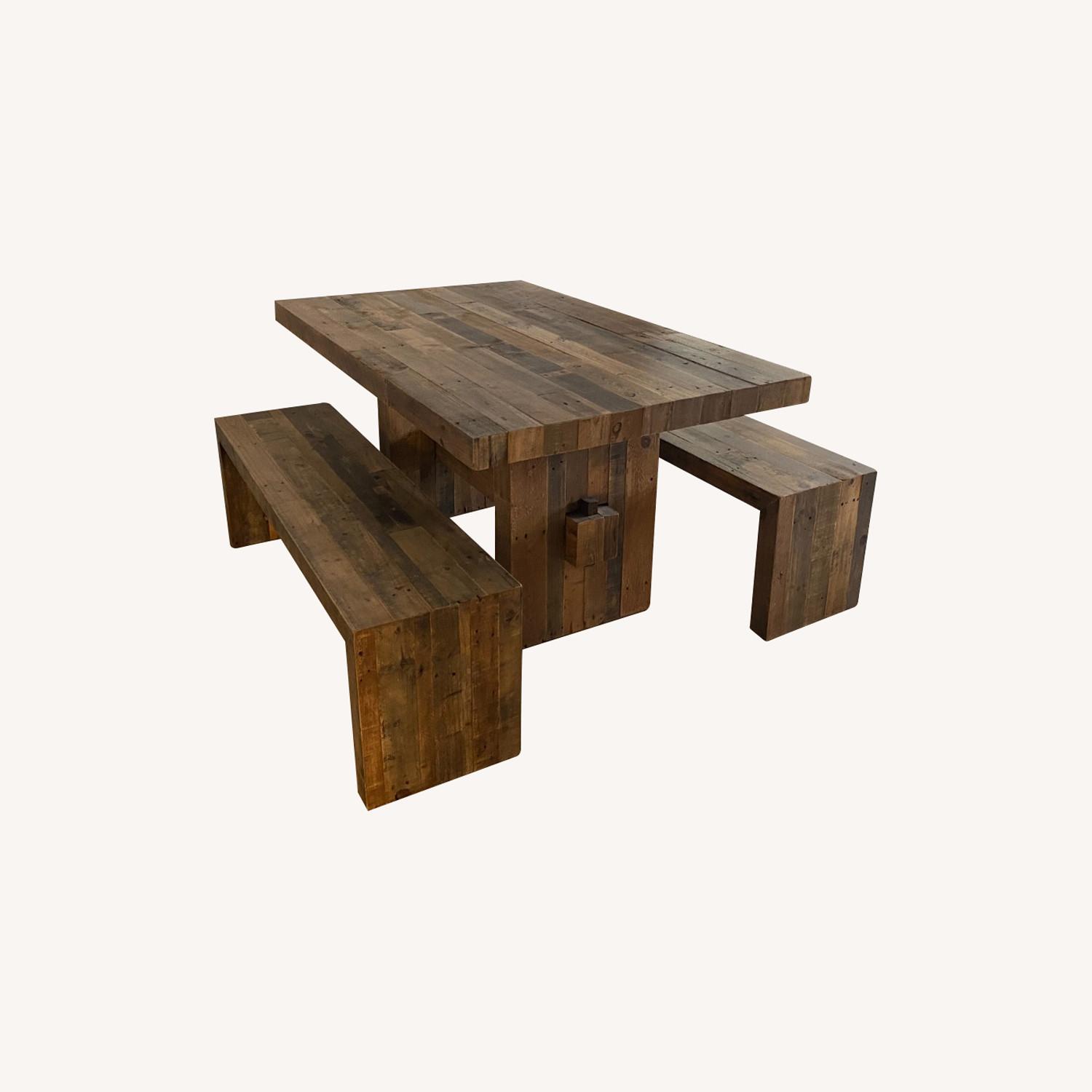 West Elm Pine Table + Benches AptDeco