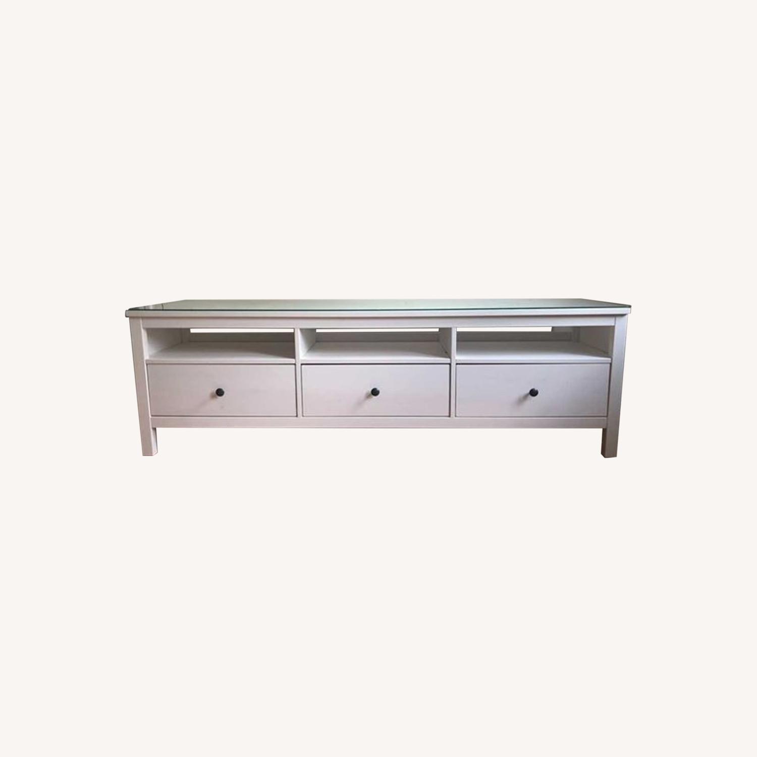 IKEA Hemnes TV Unit With Glass Top AptDeco