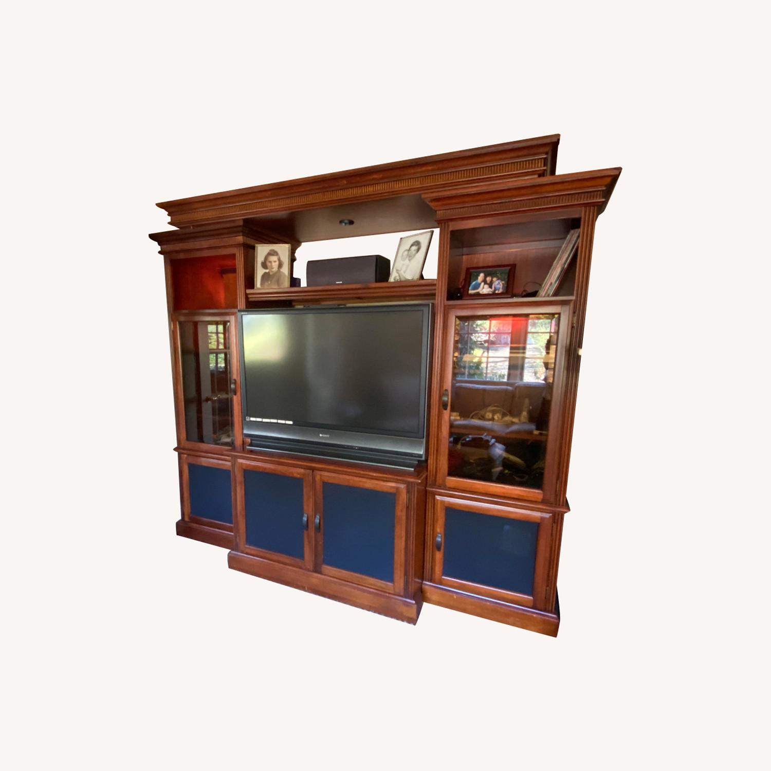 Adjustable Mahogany Entertainment Center AptDeco