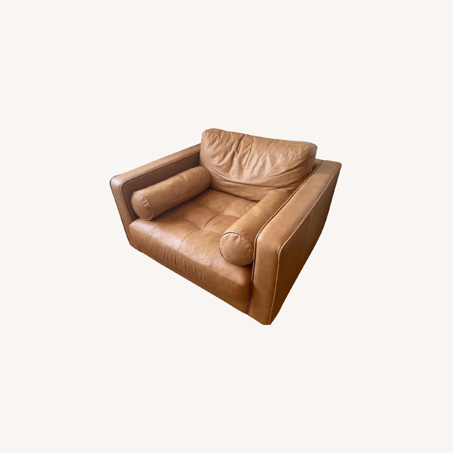 Sven Charme Tan Leather Accent Chair - Thumbnail 5