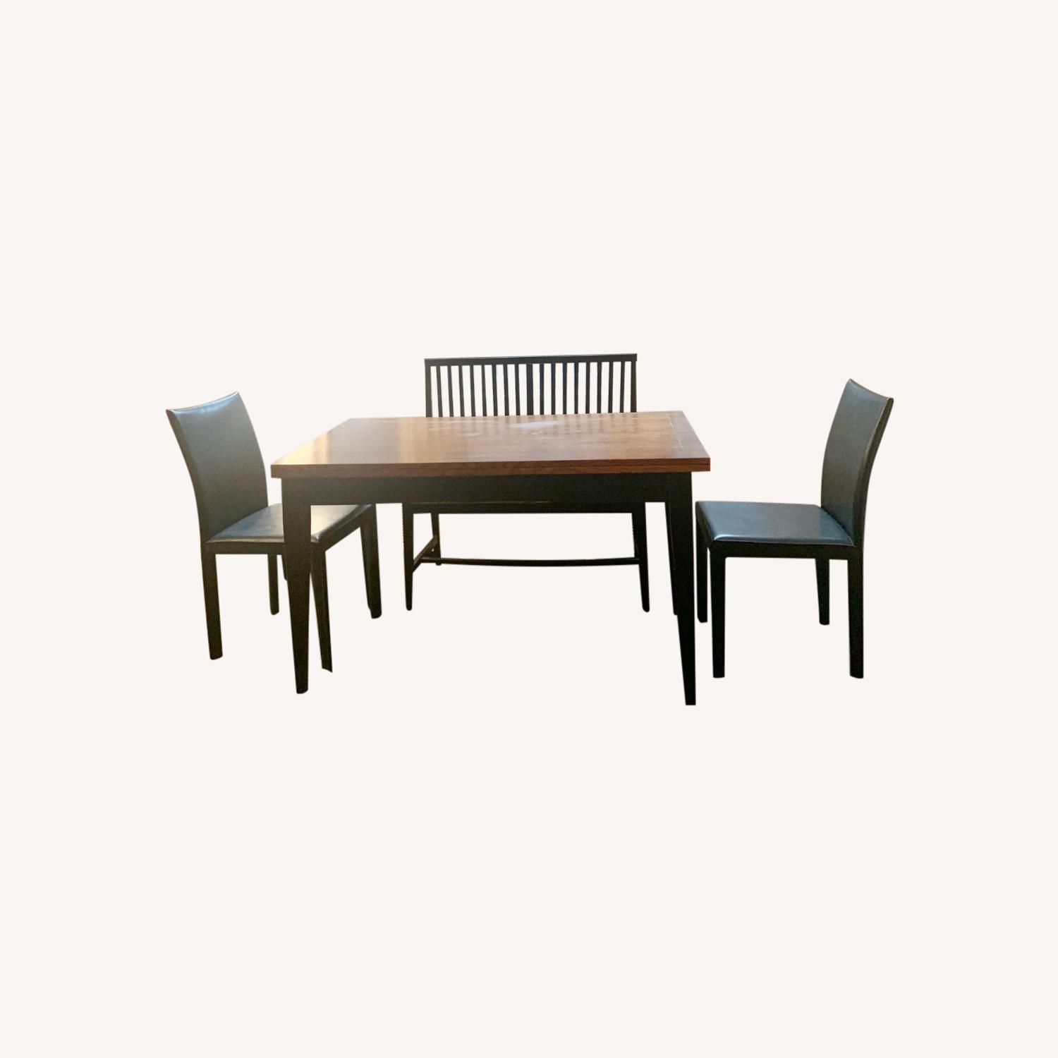 Flip Top Dining Table w Two Chairs and a Bench AptDeco