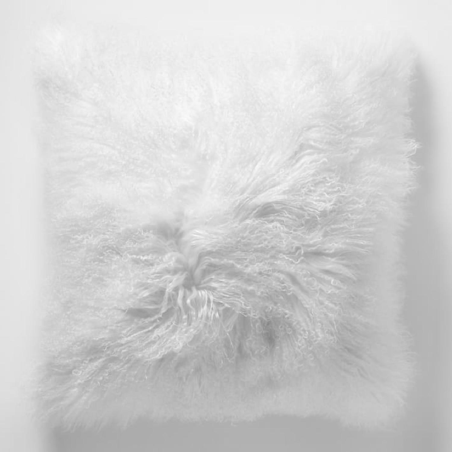 West Elm White Mongolian Fur Throw Pillow - image-6