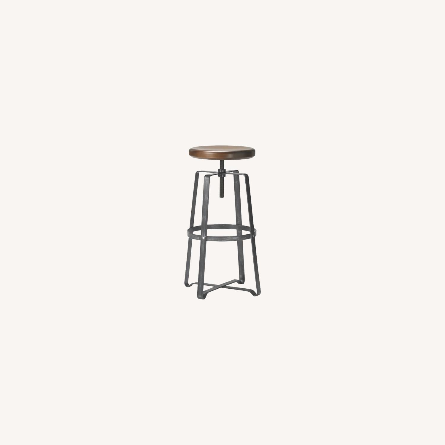 West Elm Adjustable Industrial Wood Counter Stool AptDeco