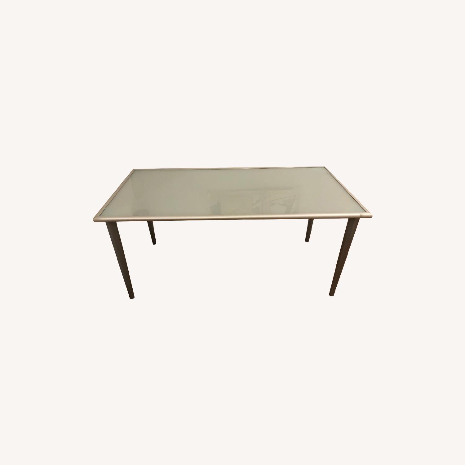 IKEA Glass Aluminum Table Desk AptDeco