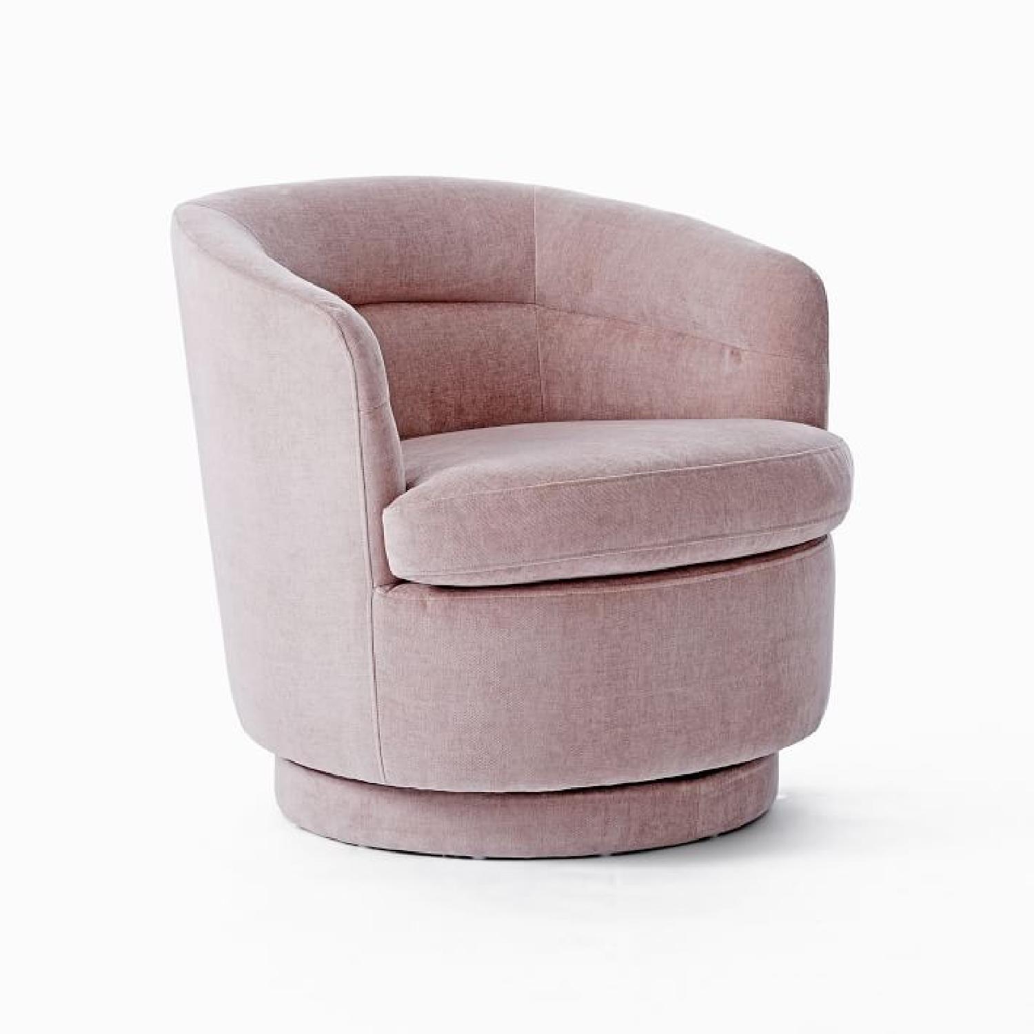West Elm Viv Swivel Chair, Light Pink Velvet - image-5
