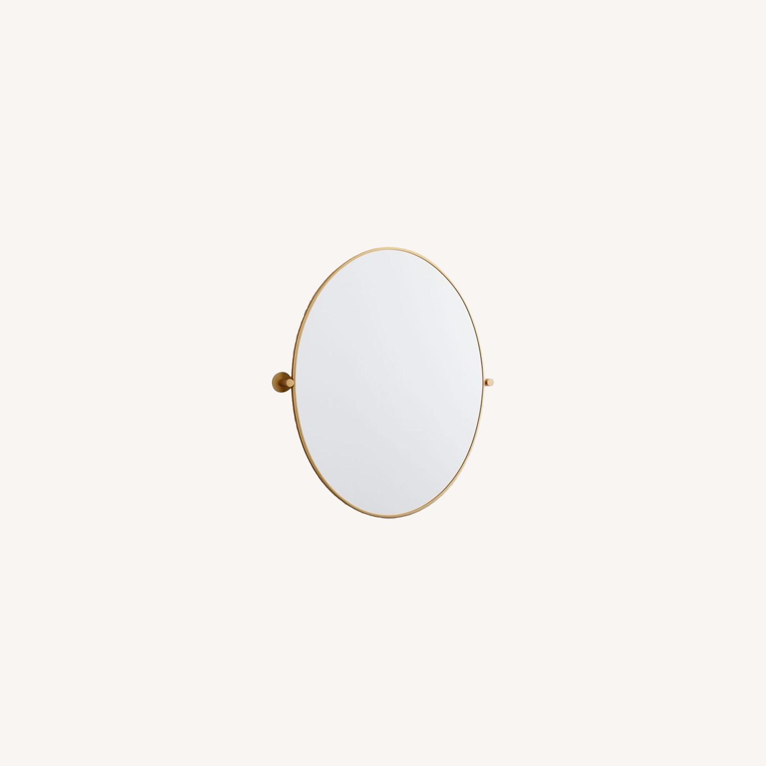 West Elm Metal Frame Pivot Mirror, Antique Brass - image-0