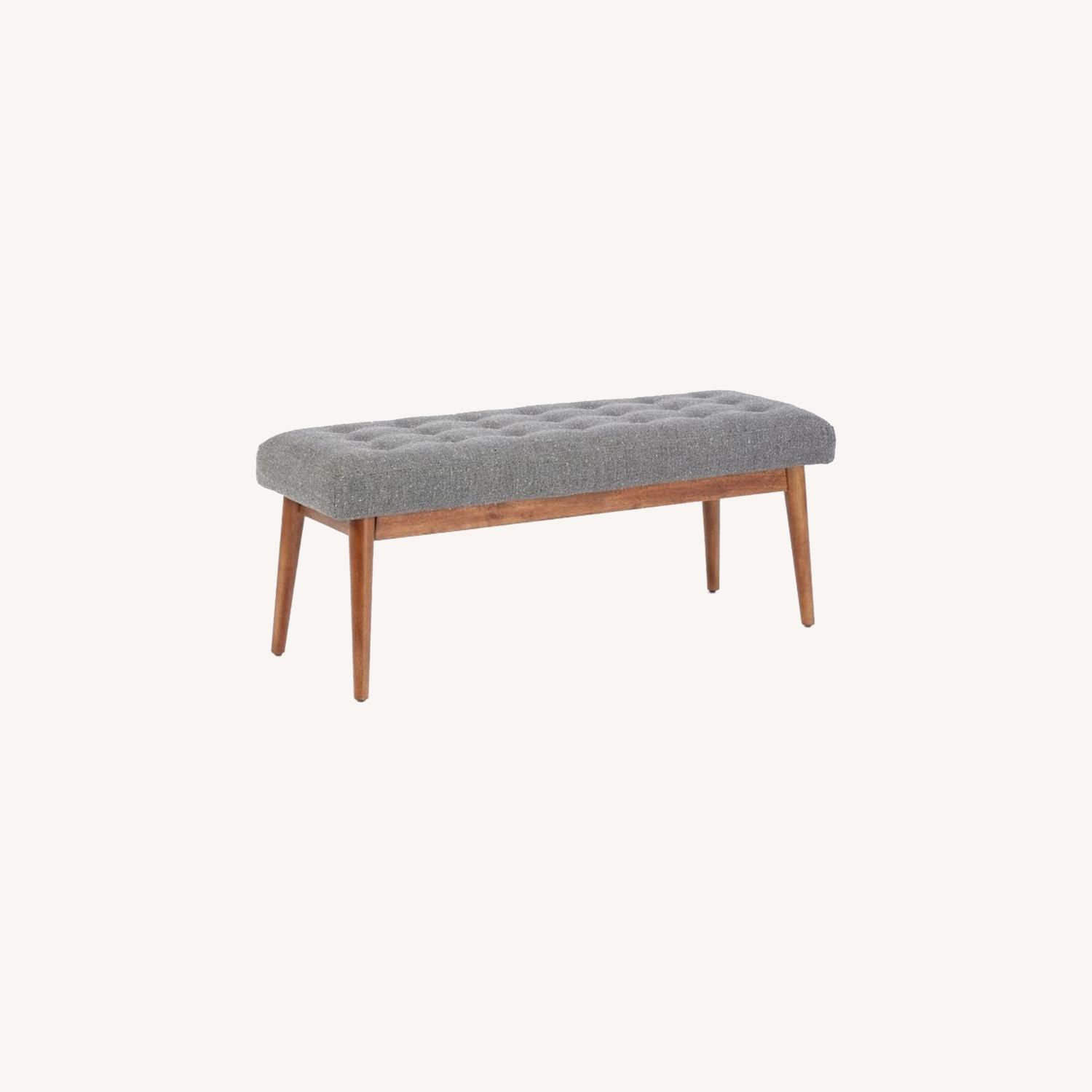 West Elm Mid-Century Bench, Tweed, Salt + Pepper - image-4