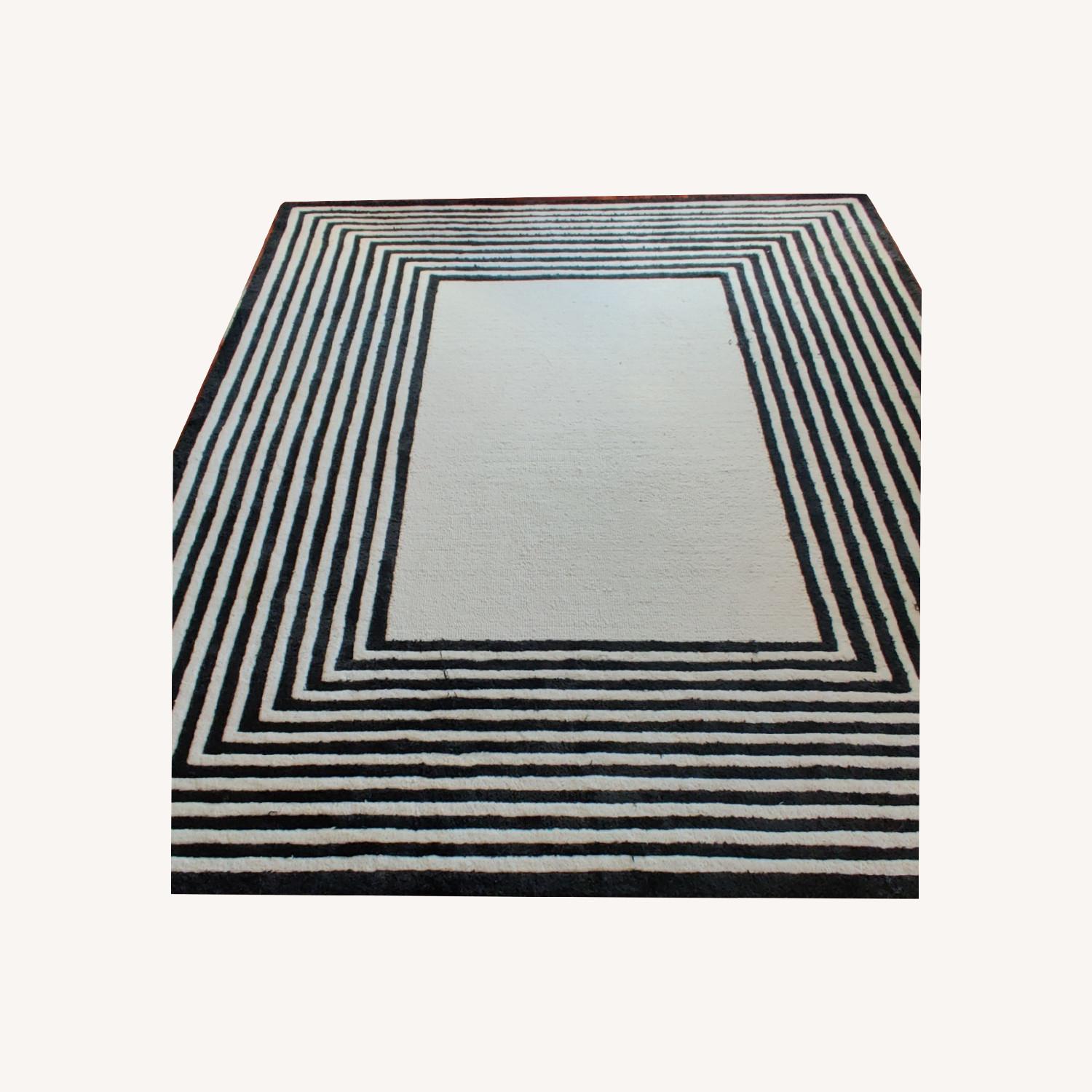 Elegant Striped Black and White Area Rug - image-0