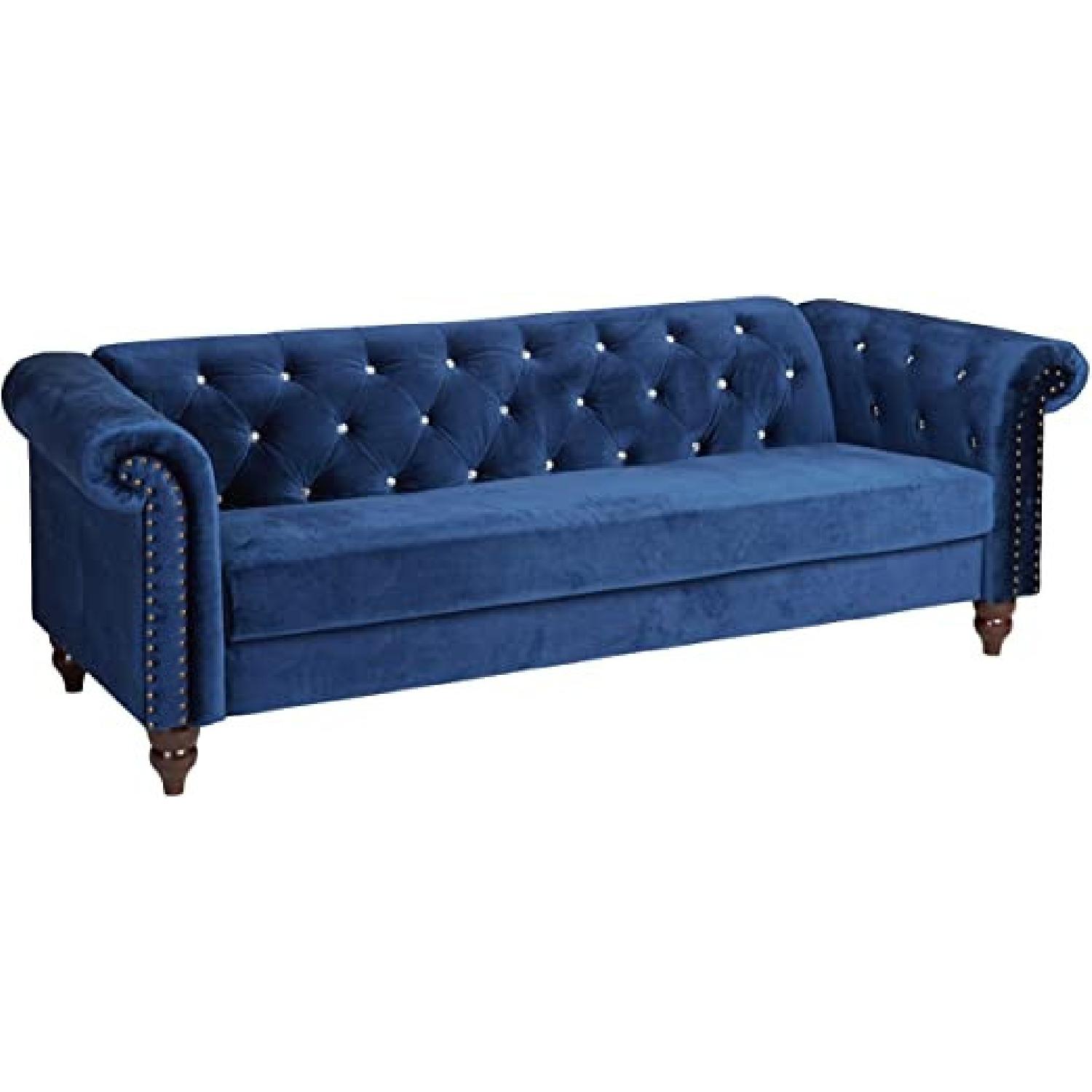 Ashley Furniture Elegant Chesterfield Sofa Blue - image-4
