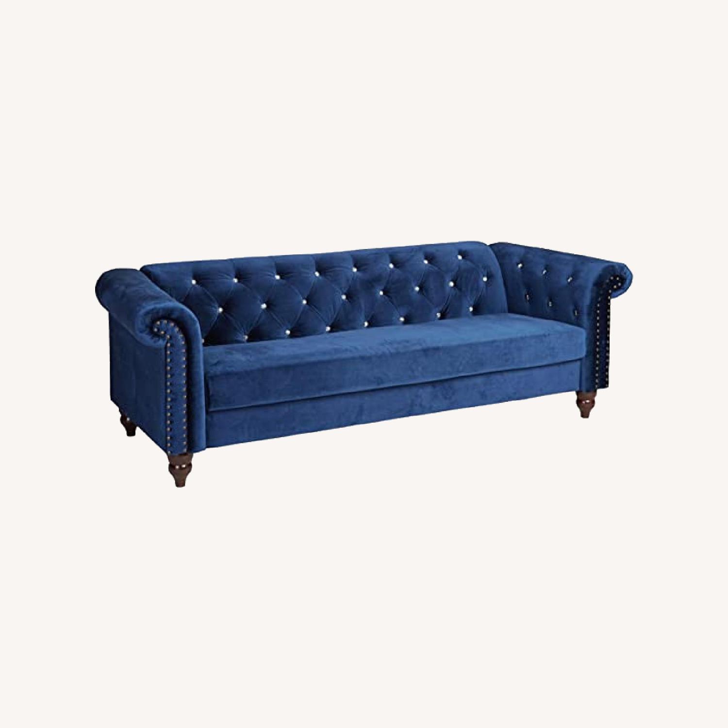 Ashley Furniture Elegant Chesterfield Sofa Blue - image-0