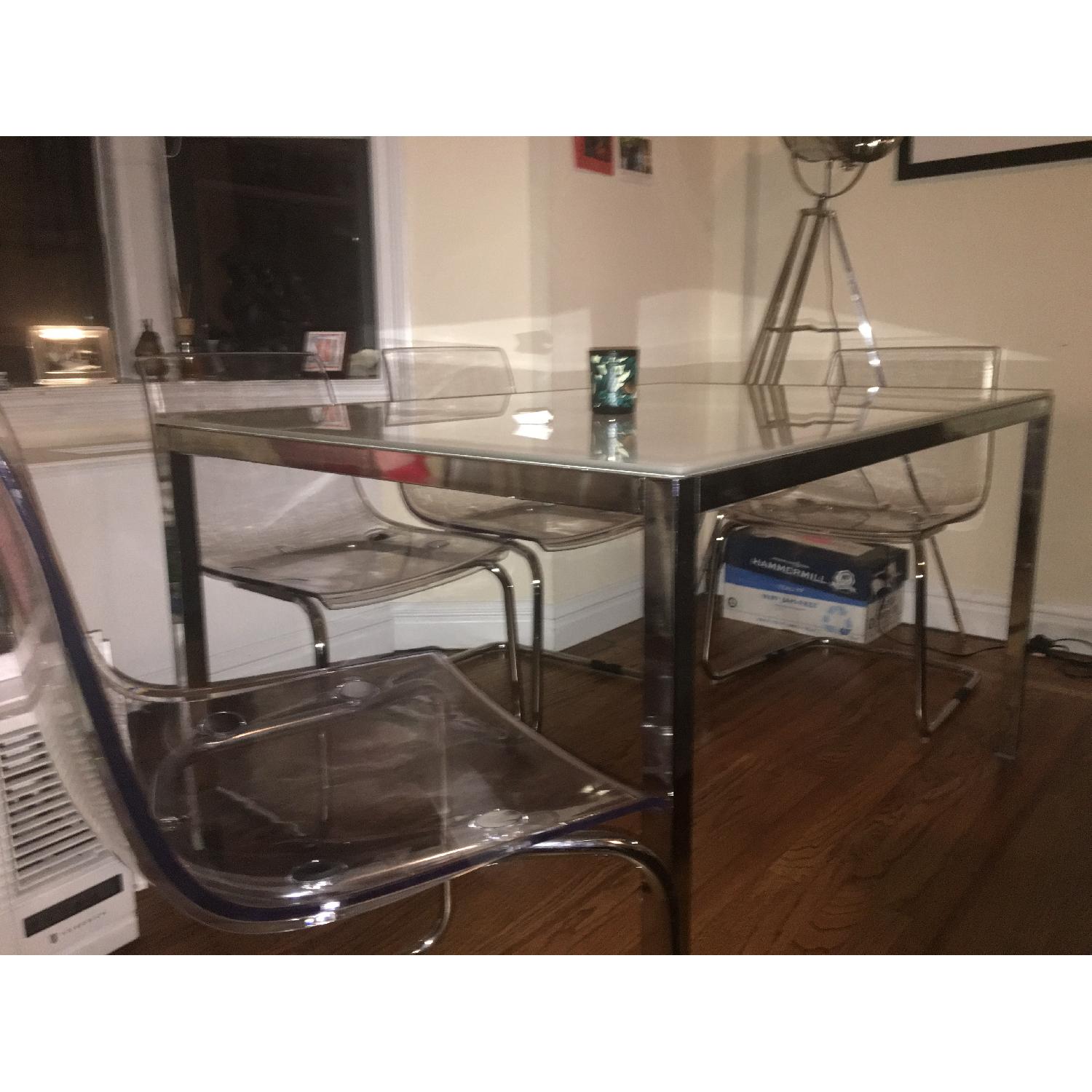 Ikea Glass Dining Table w/ 4 Acrylic Chairs - image-1