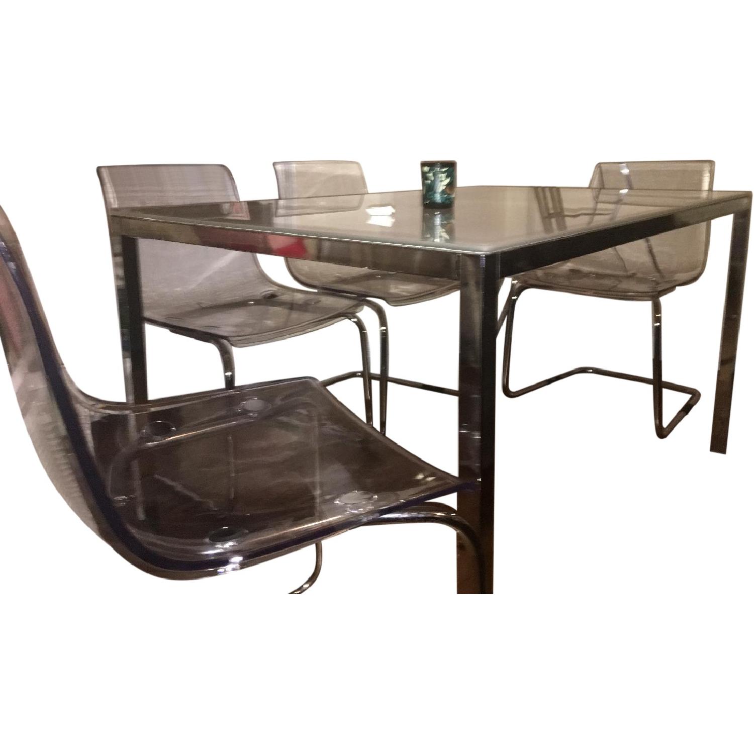 Ikea Glass Dining Table w/ 4 Acrylic Chairs - image-0