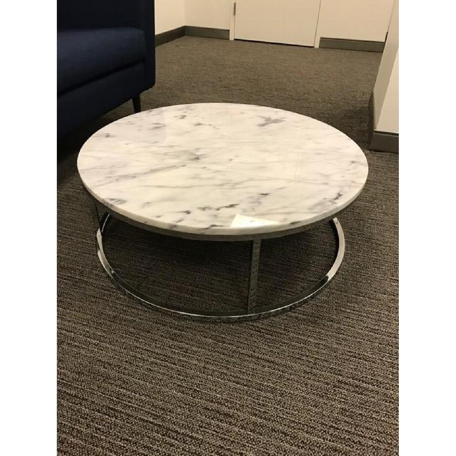 CB2 Smart Round Marble Top Coffee Table AptDeco