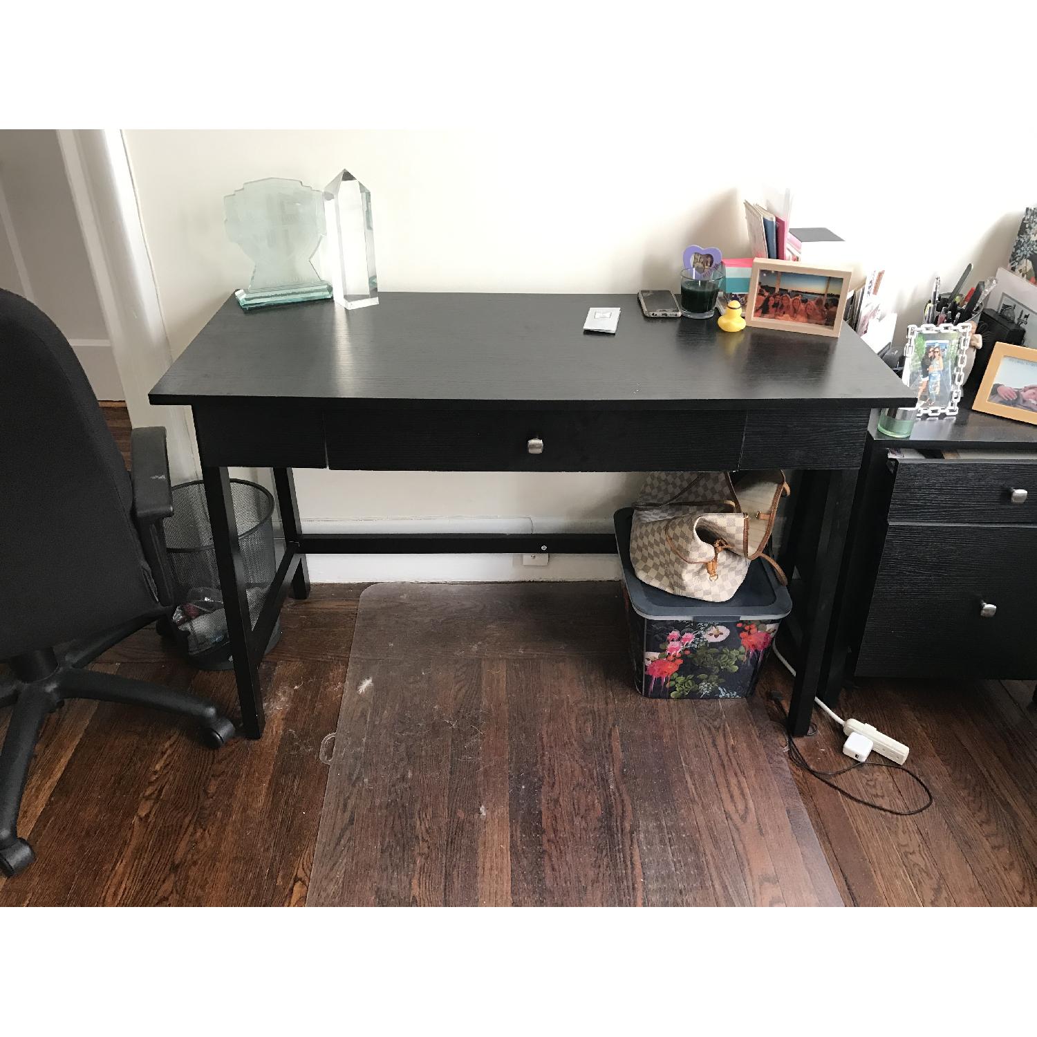 Staples Black Wood Desk w/ Drawer - image-2
