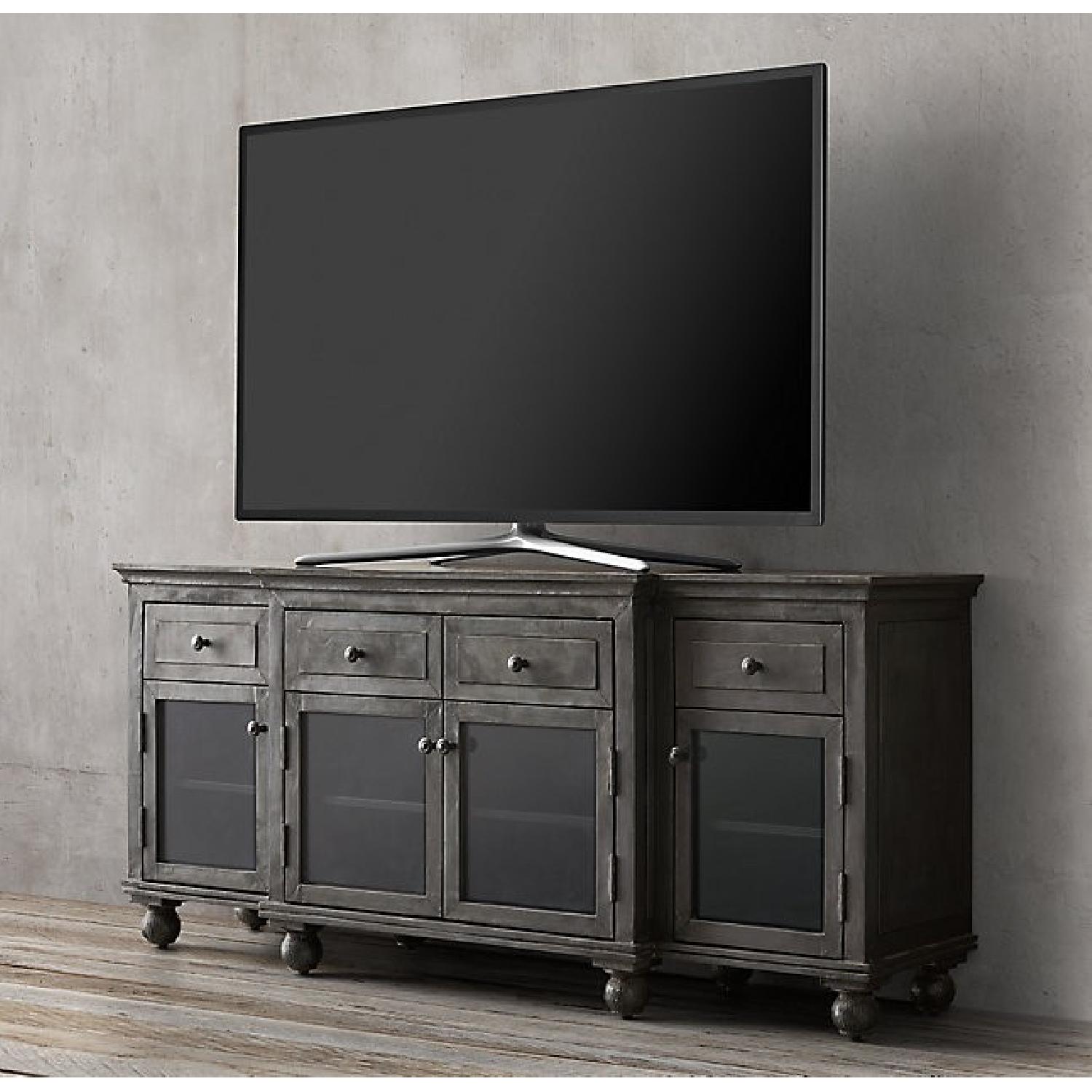 Restoration Hardware Metal-Wrapped Glass Media Console - image-0