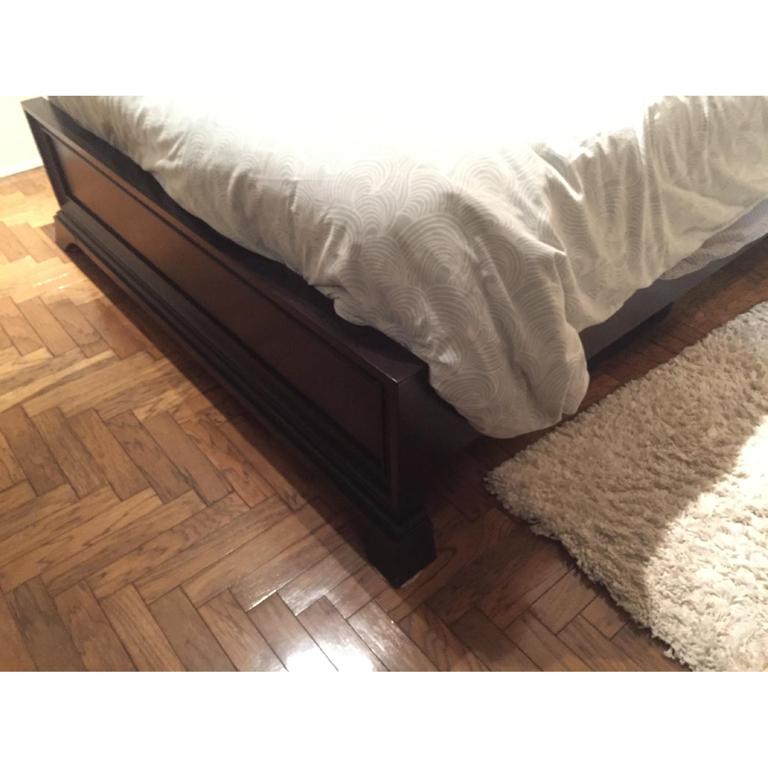 Solid Wood Queen Size Bed Frame w/ Headboard - image-1