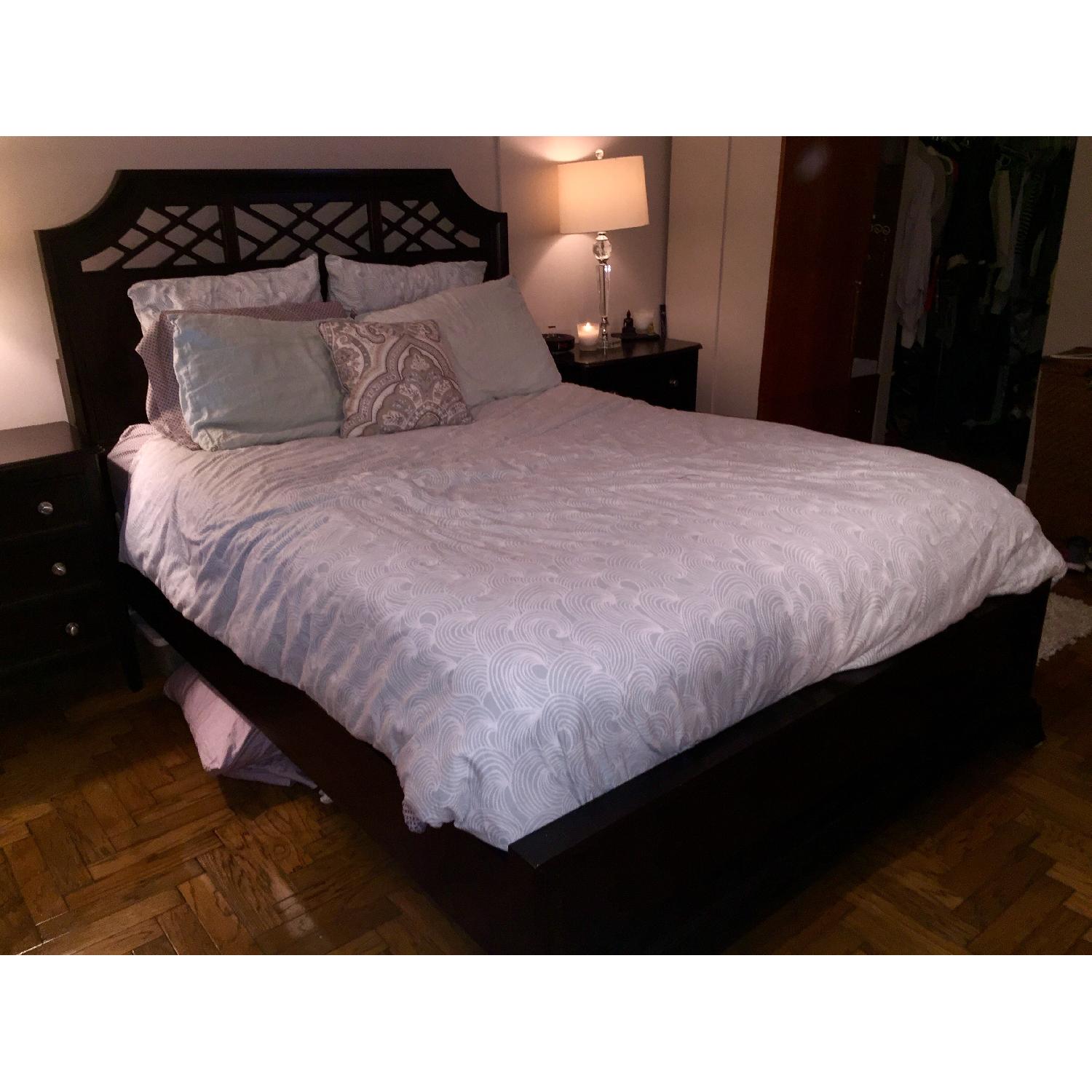 Solid Wood Queen Size Bed Frame w/ Headboard - image-6