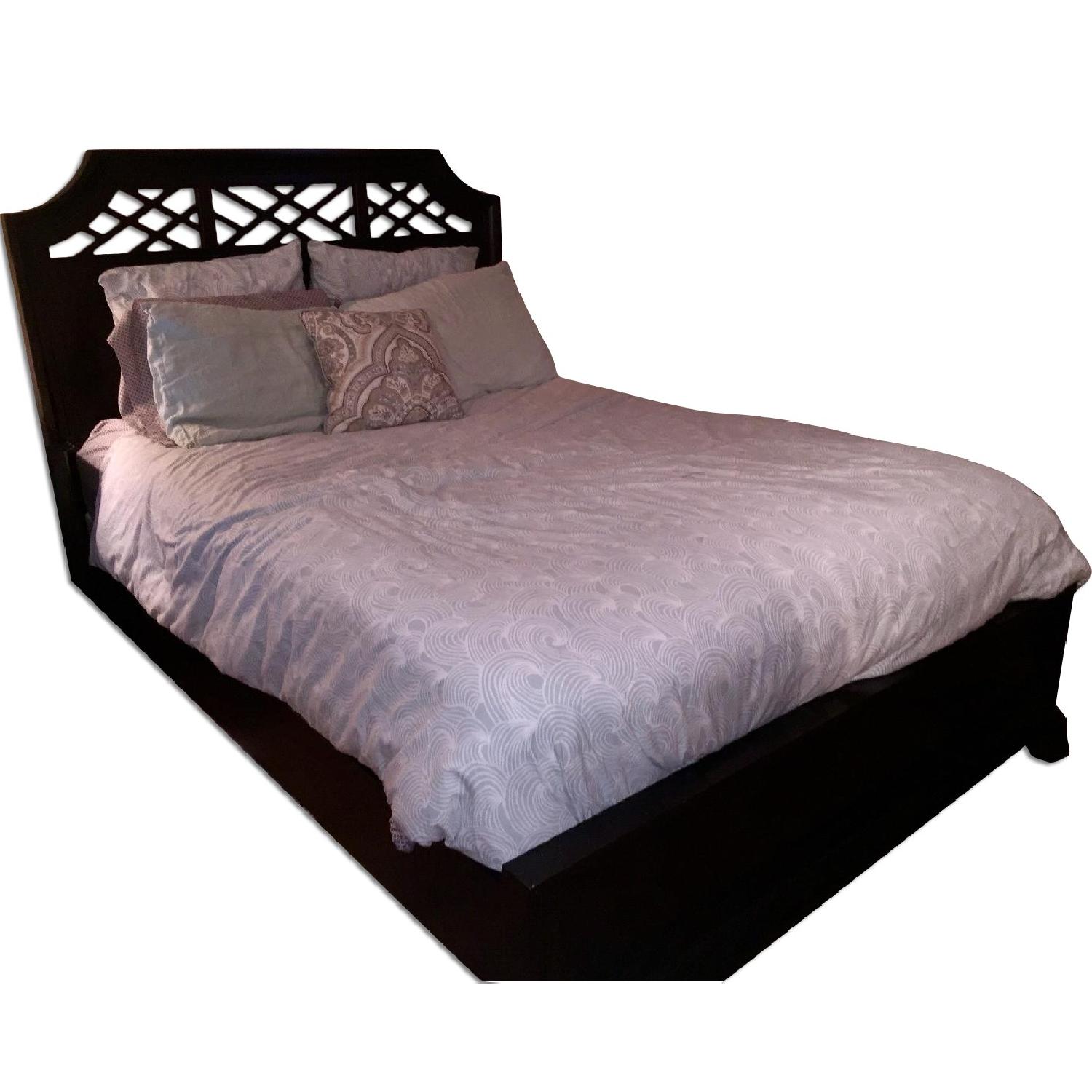 Solid Wood Queen Size Bed Frame w/ Headboard - image-0