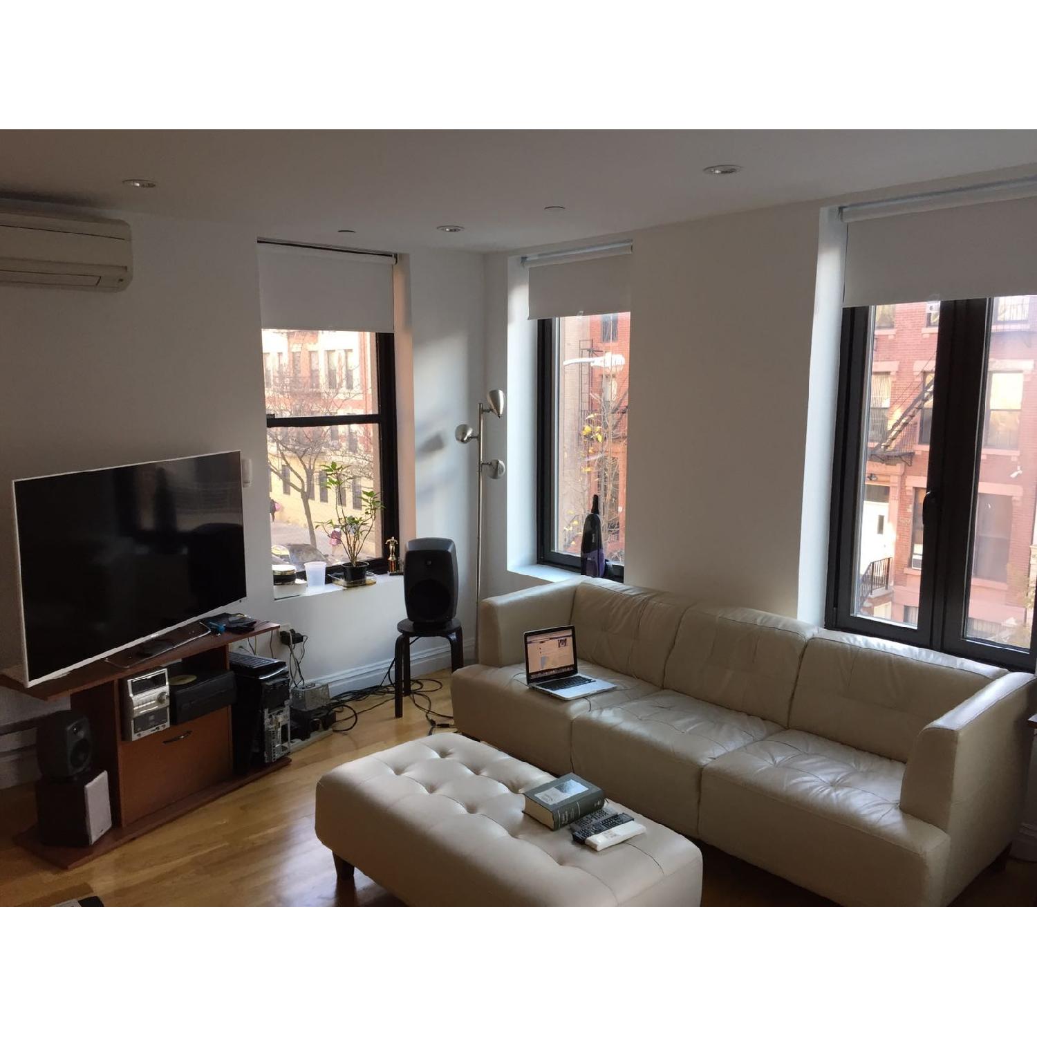 Macy's Pearl Leather Sofa - image-5