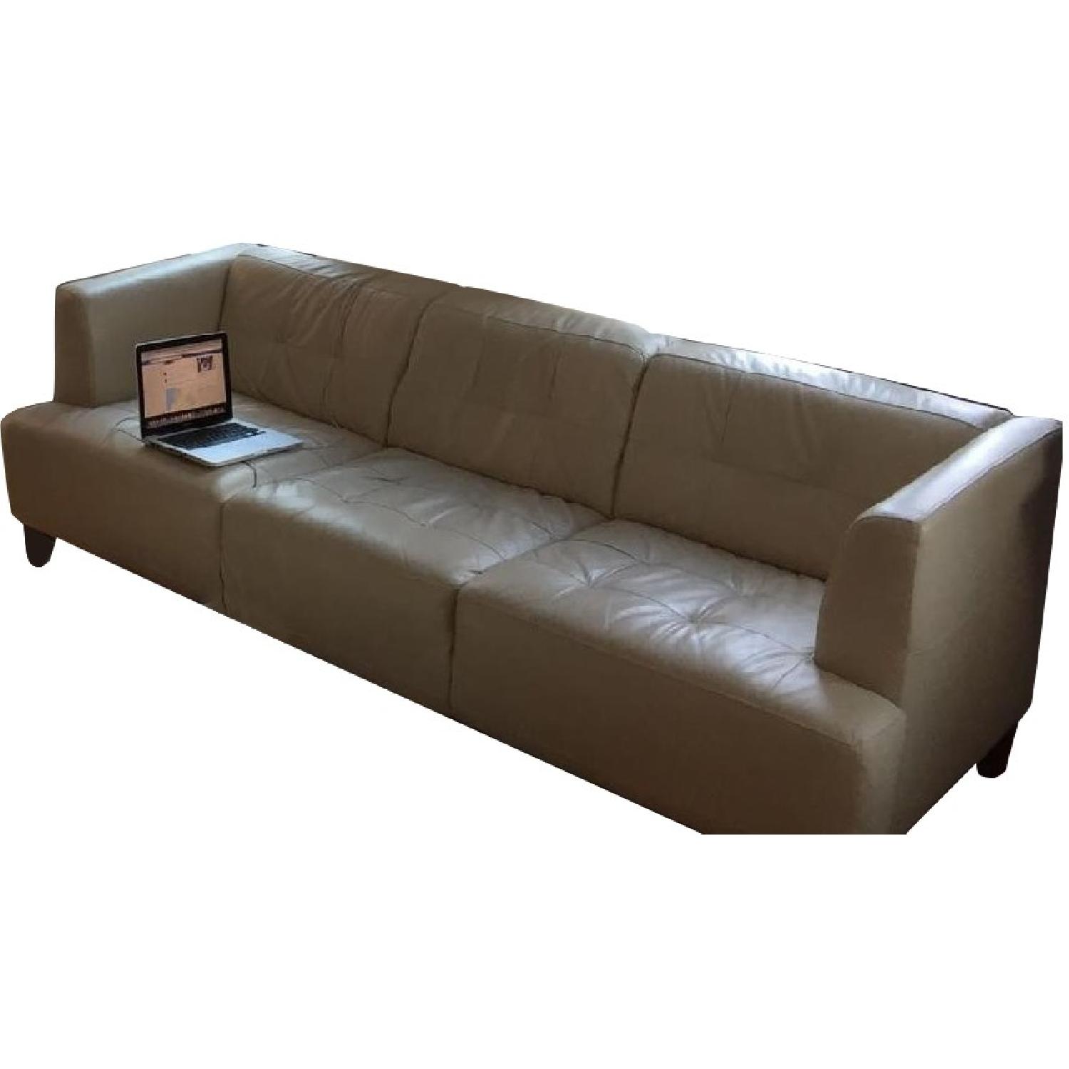 Macy's Pearl Leather Sofa - image-6