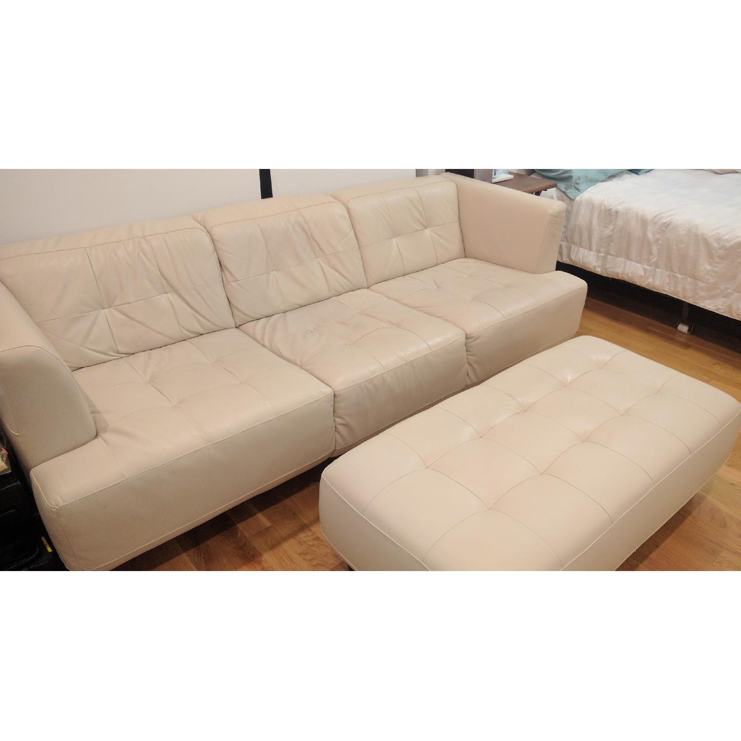 Macy's Pearl Leather Sofa - image-8