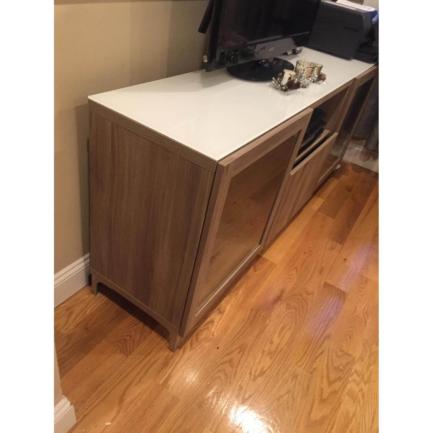 Ikea White & Brown Wooden TV Stand - image-2