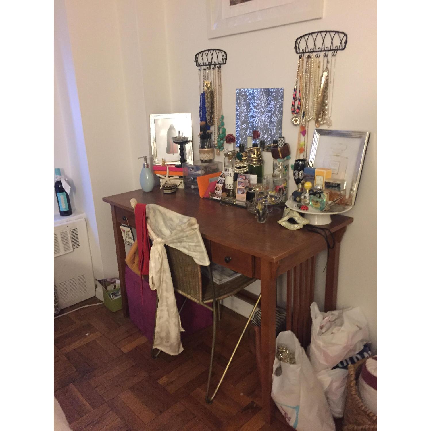 Mission Style Ash Oak Wood Desk/Vanity - image-2