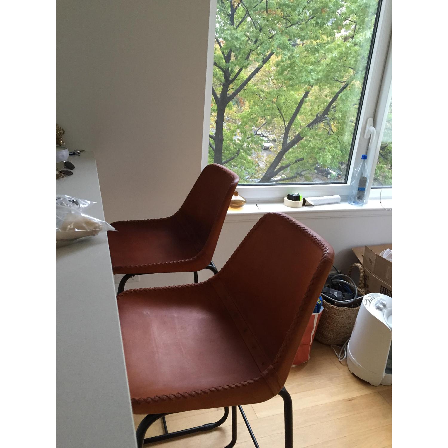 CB2 Roadhouse Leather Bar Stool AptDeco