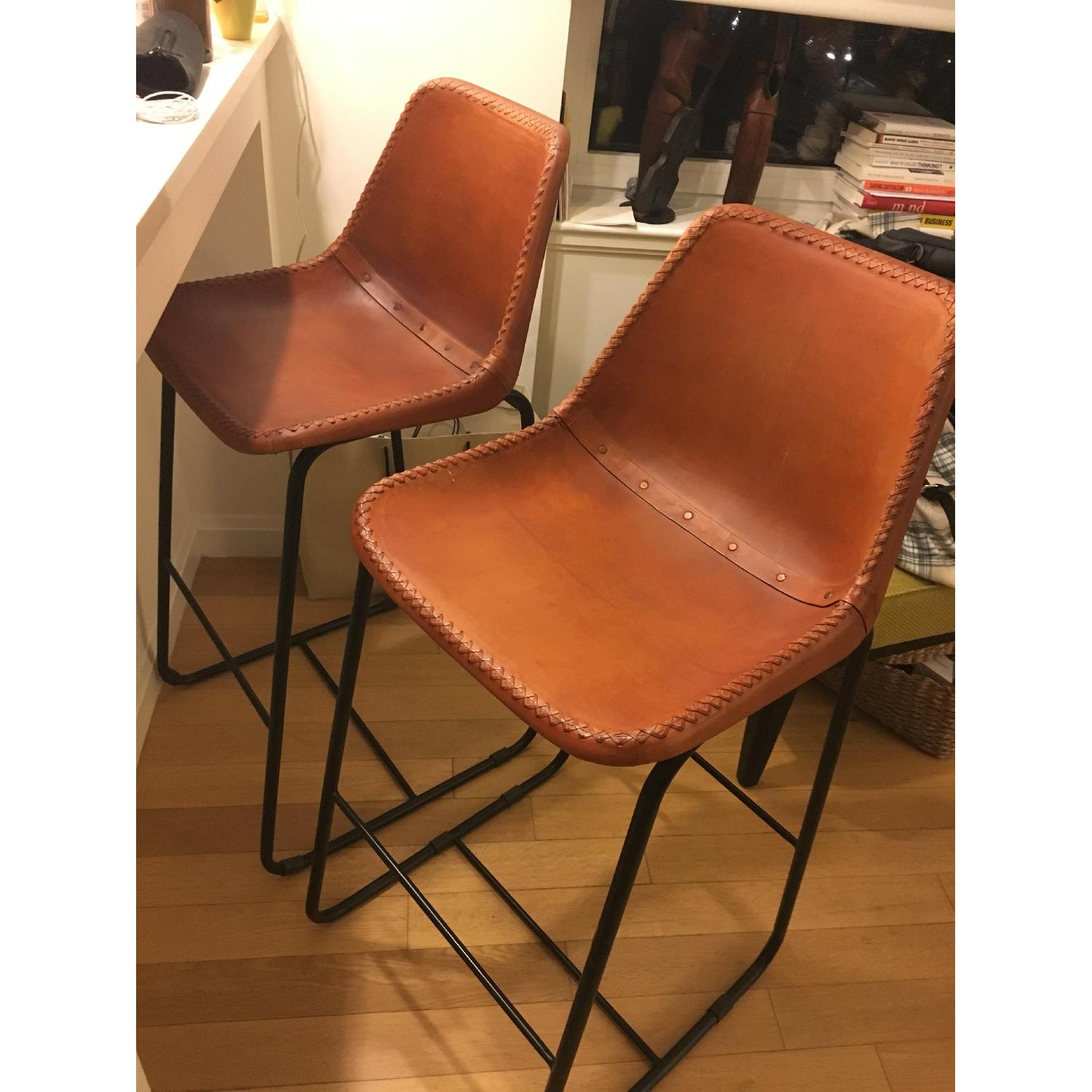 CB2 Roadhouse Leather Bar Stool AptDeco