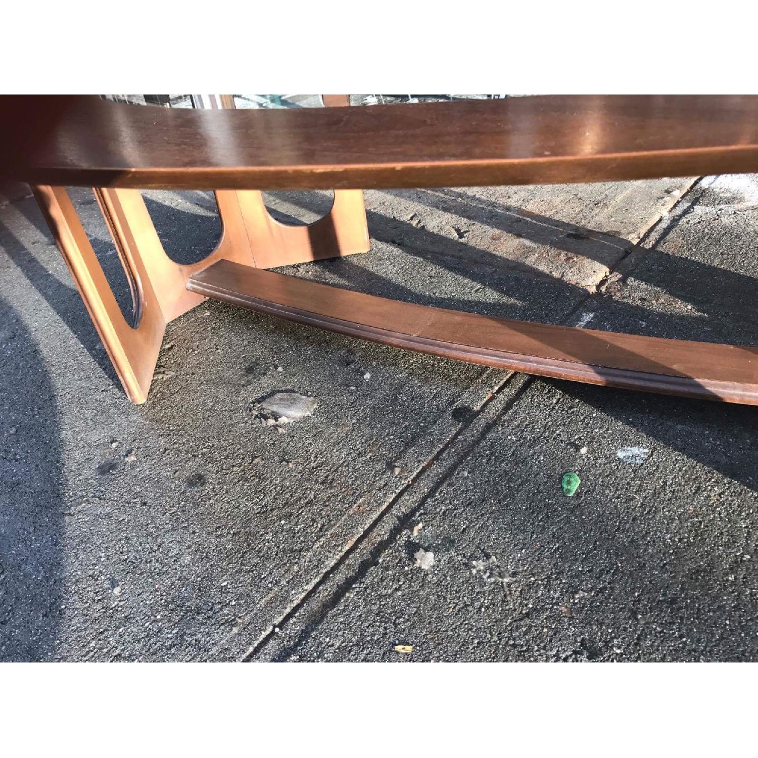 1960s Kidney Shaped Coffee Table w/ Center Glass Top - image-9