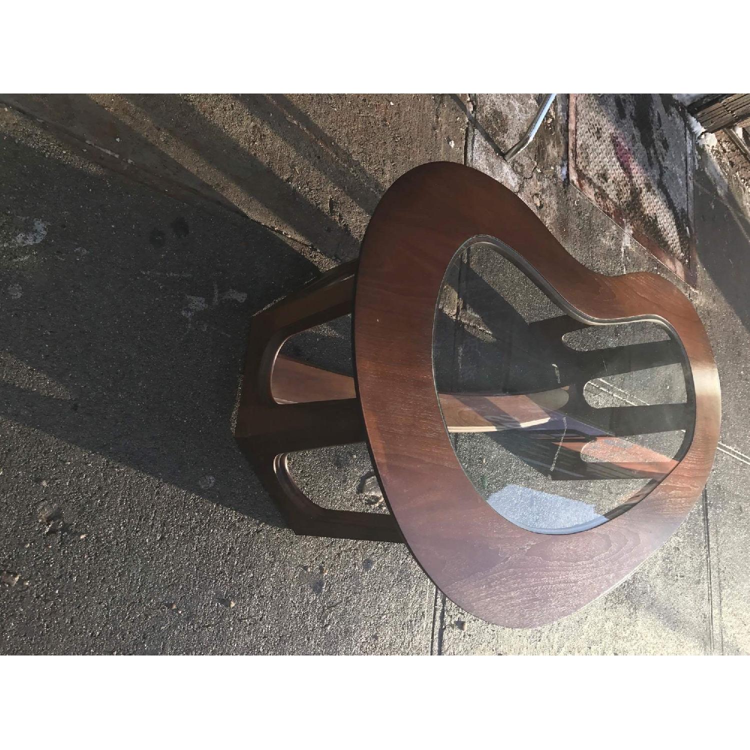 1960s Kidney Shaped Coffee Table w/ Center Glass Top - image-10