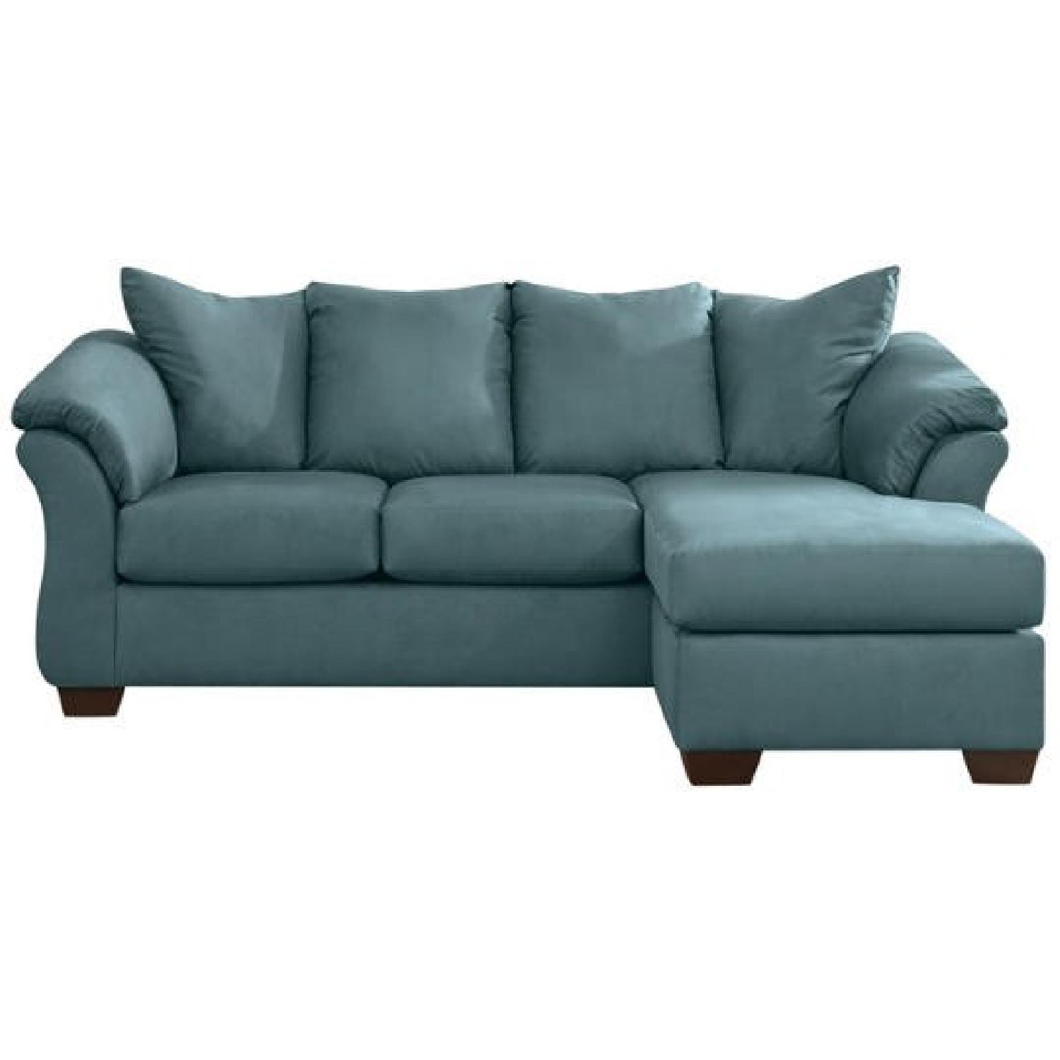 Ashley's Sectional Sofa w/ Chaise in Sky Blue AptDeco