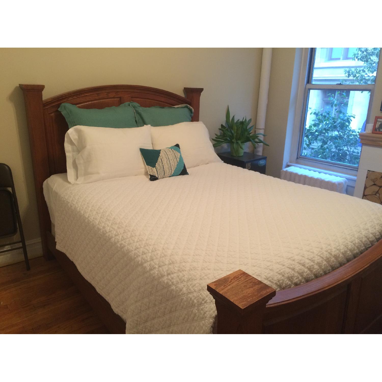 Thomasville Solid Oak Queen Bed Frame - image-1