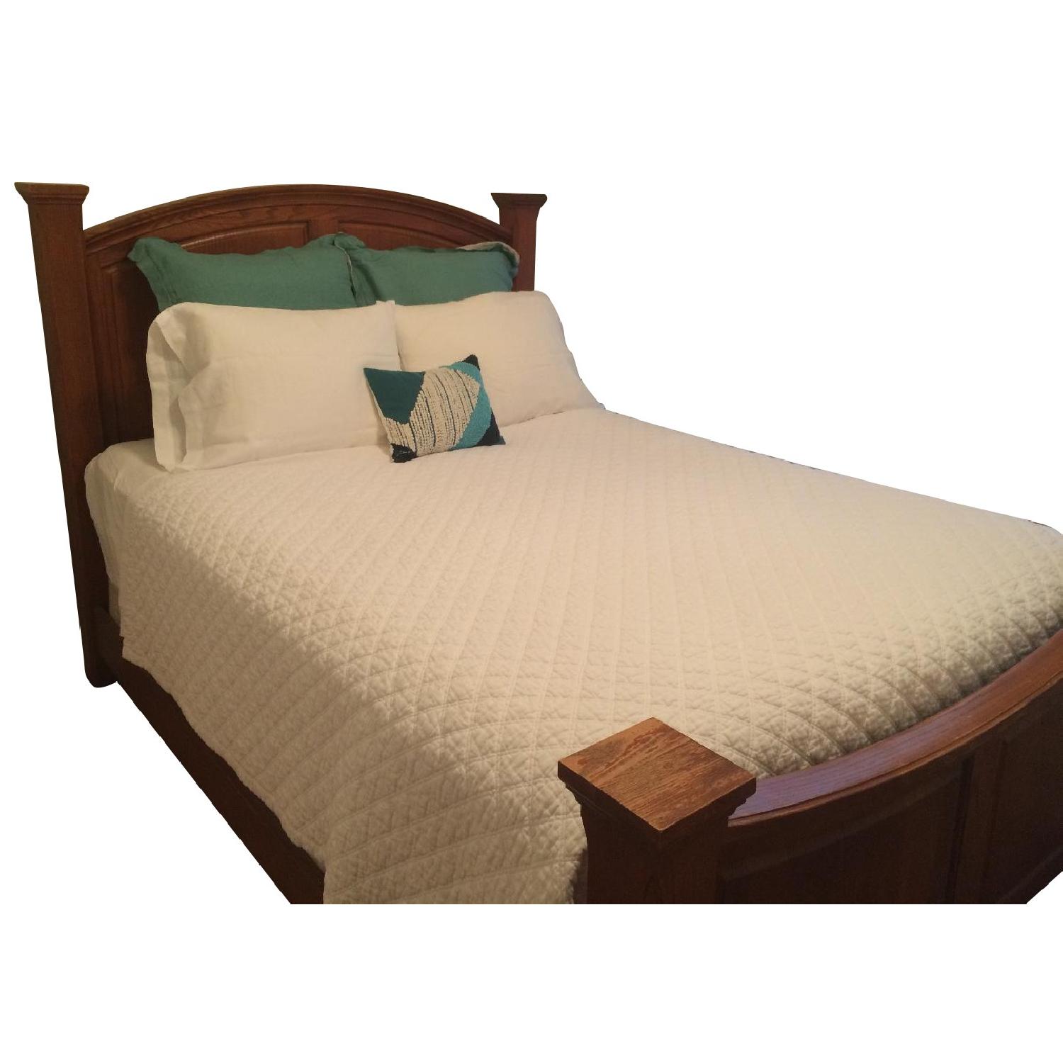 Thomasville Solid Oak Queen Bed Frame - image-0