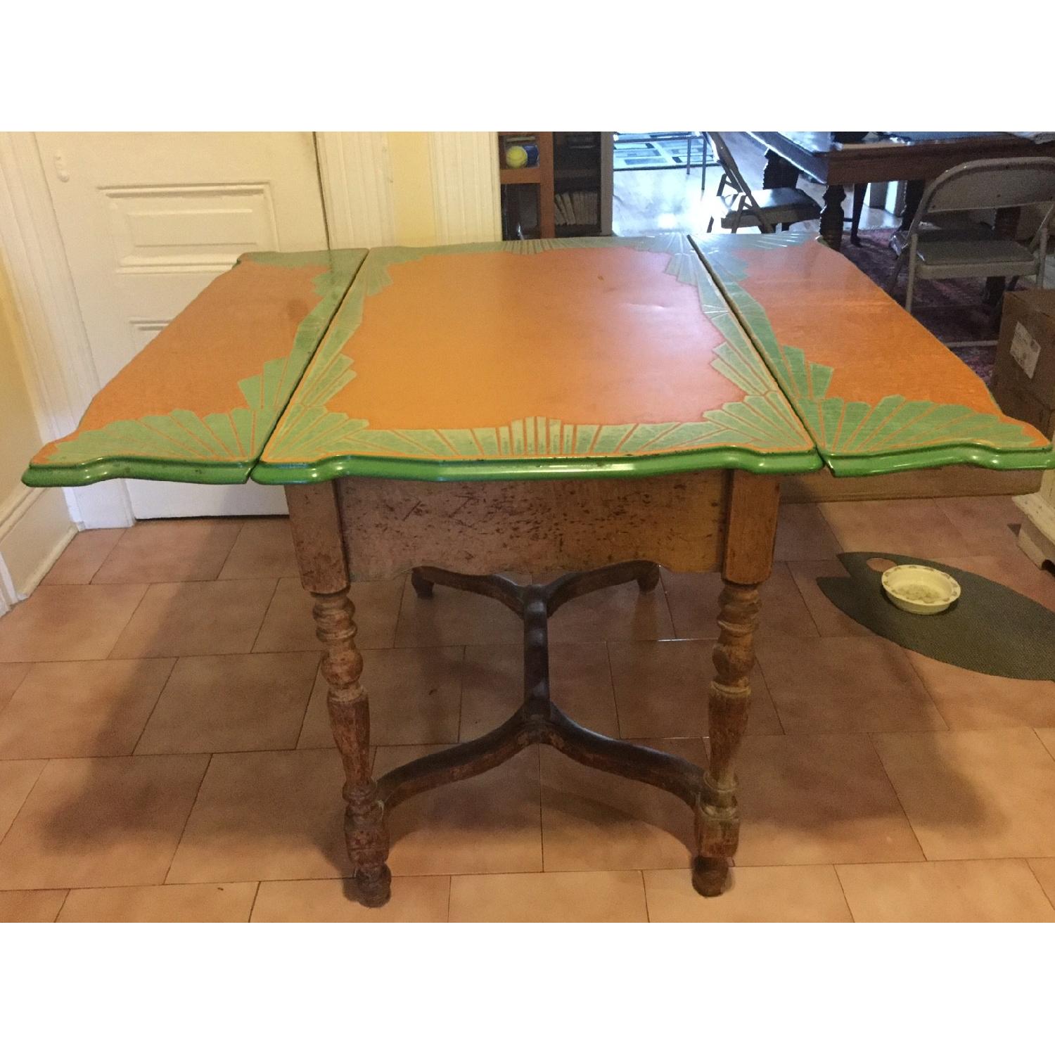 Vintage Porcelain Enamel Kitchen Table w/ Drawer - image-3