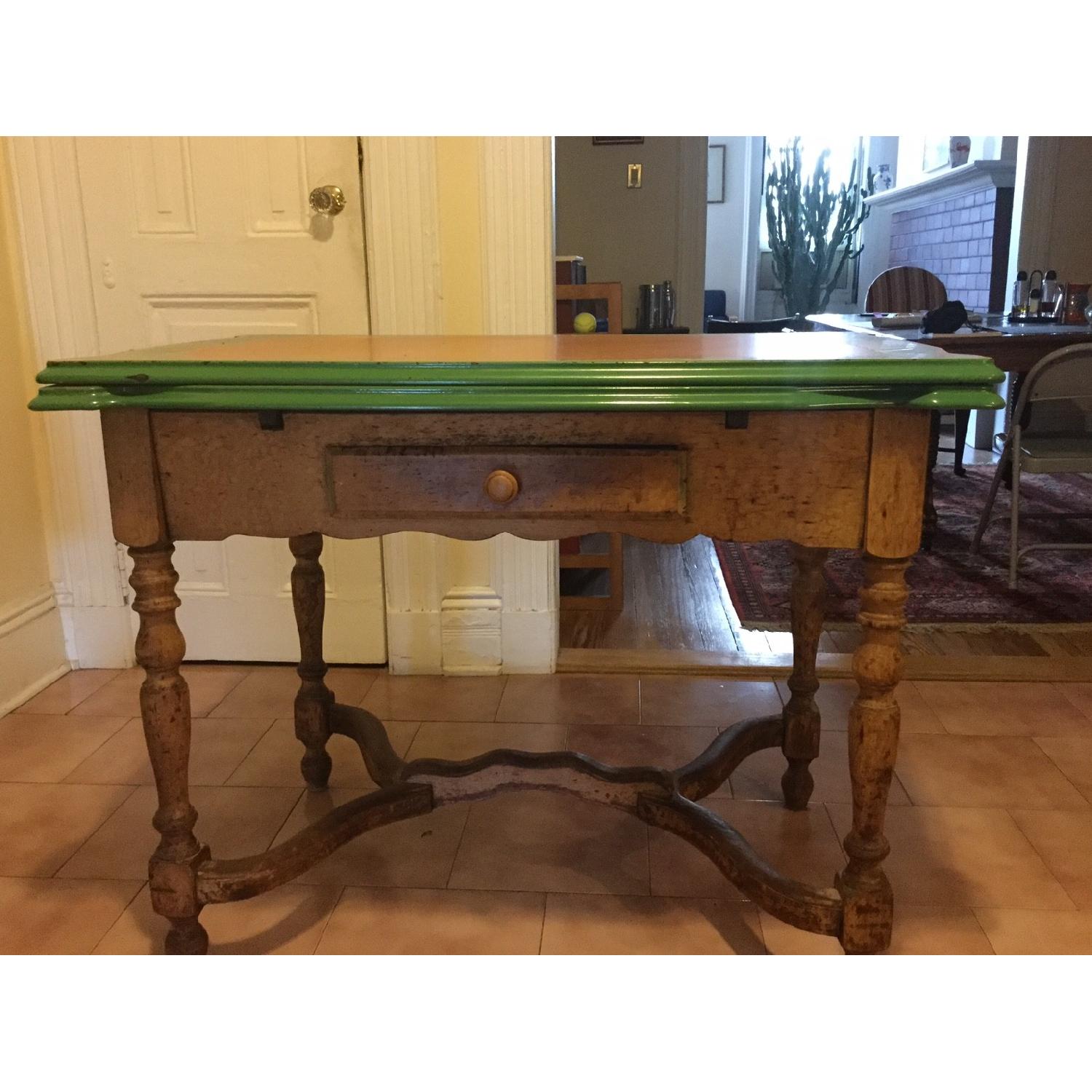 Vintage Porcelain Enamel Kitchen Table w/ Drawer - AptDeco