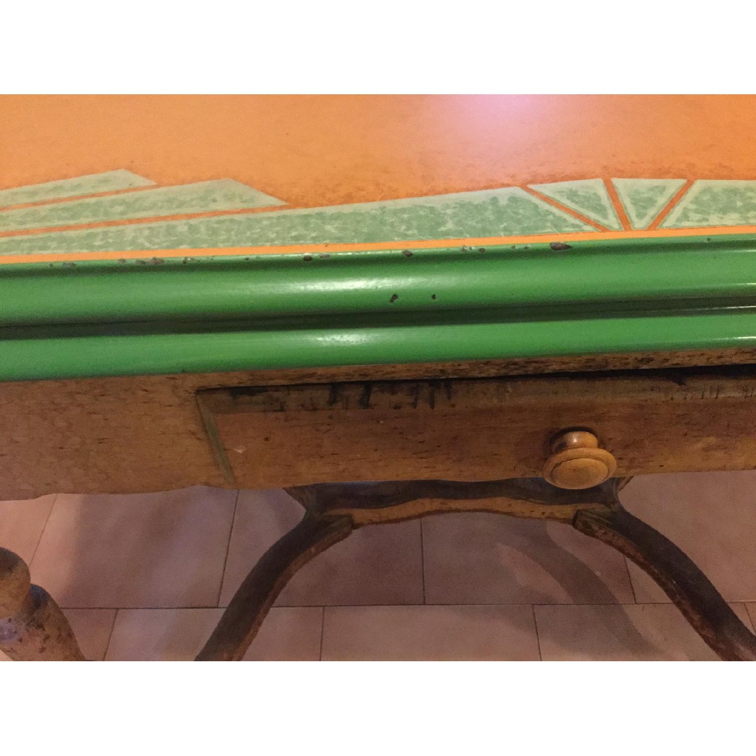 Vintage Porcelain Enamel Kitchen Table w/ Drawer - image-8