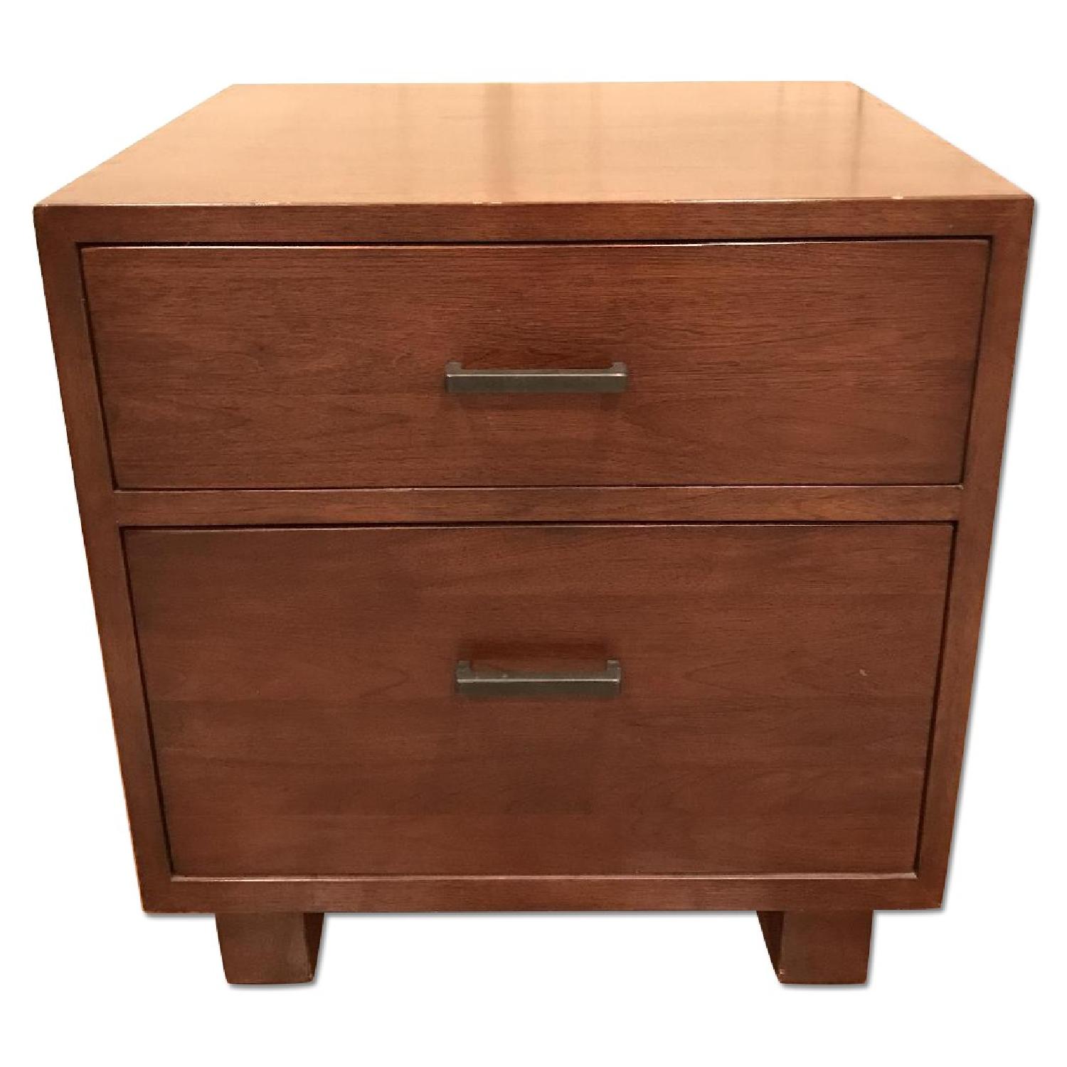 Crate & Barrel Walnut File Cabinet - image-0