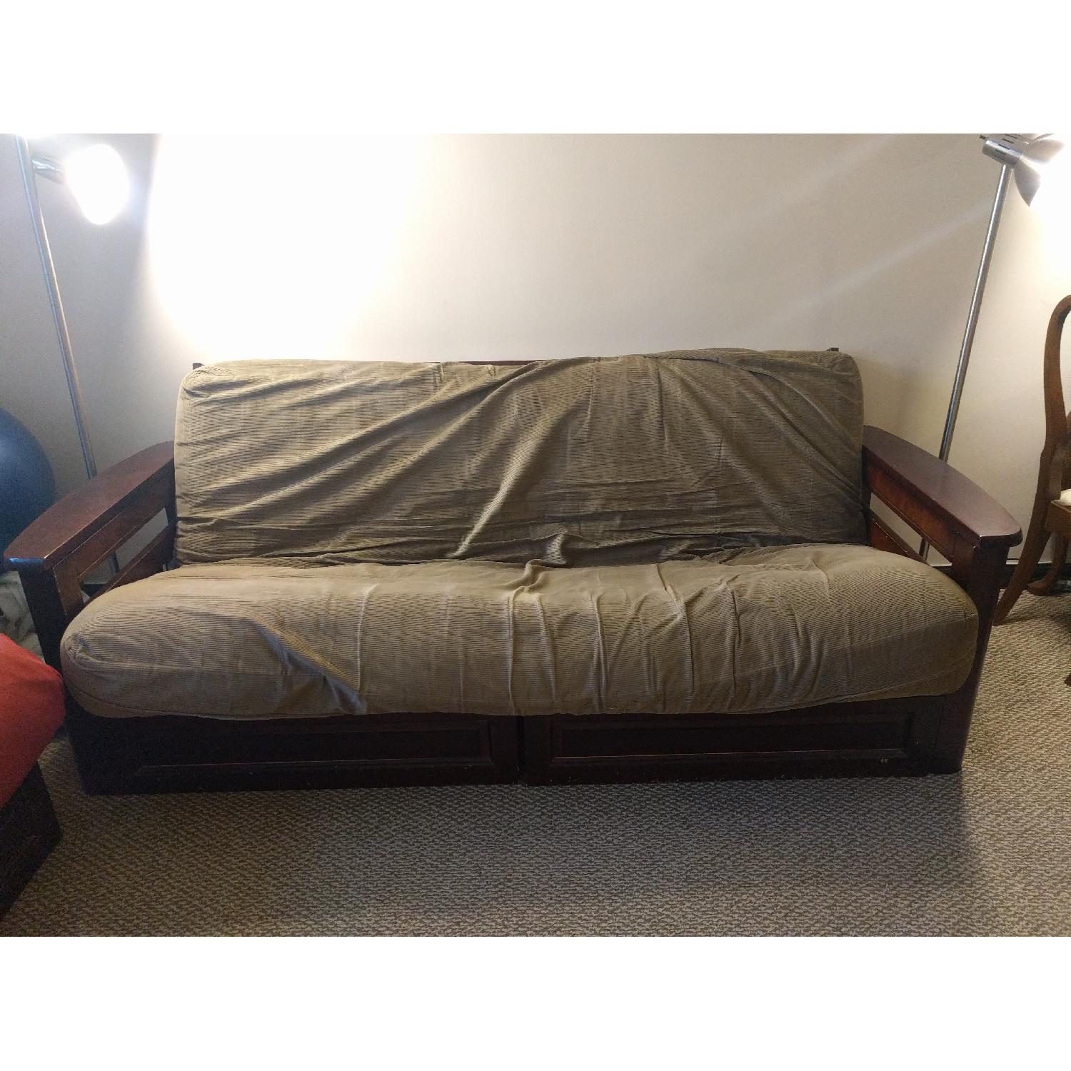 Dark Wooden Full Size Futon - image-1