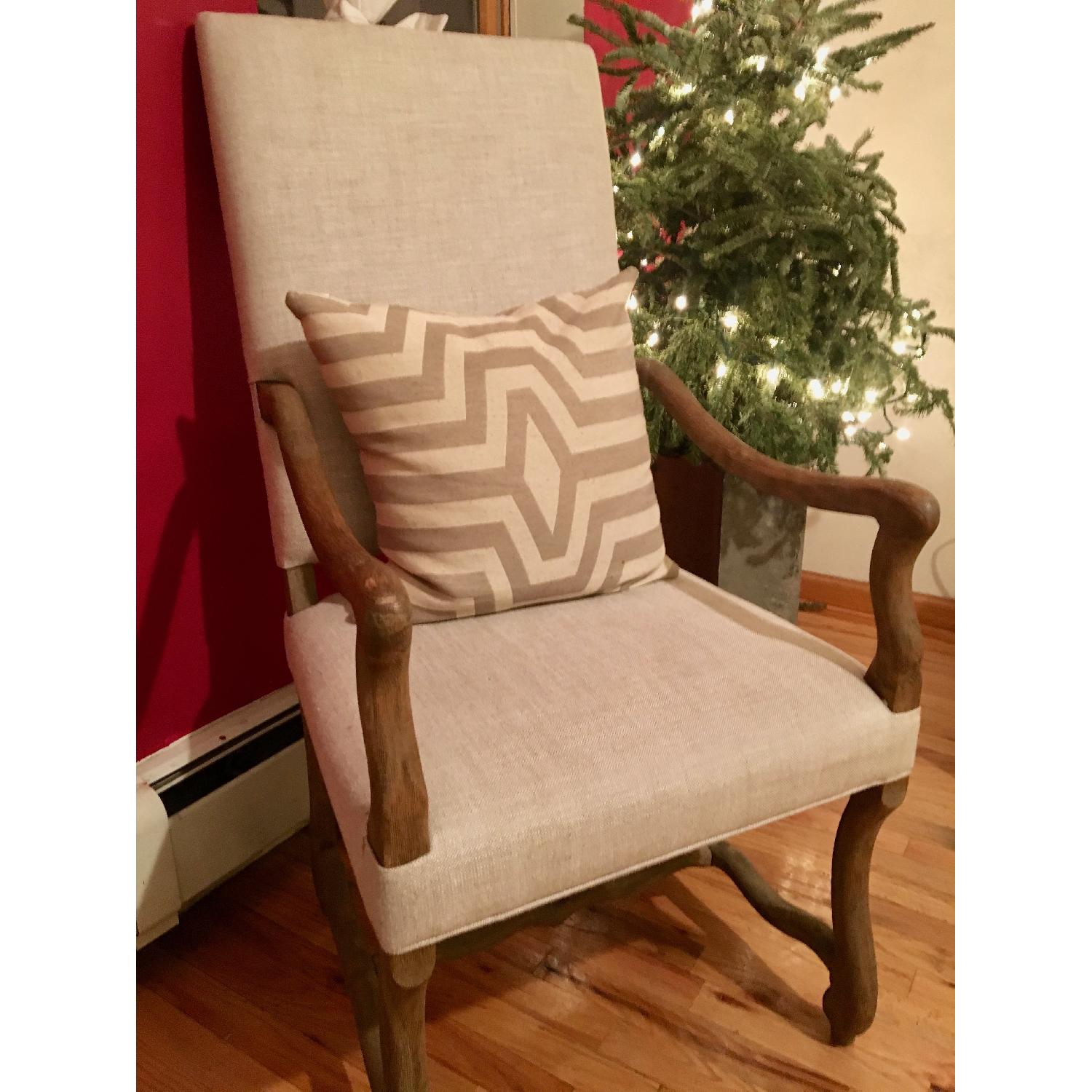 Linen Wool Blend Wood Craft Chair - image-1